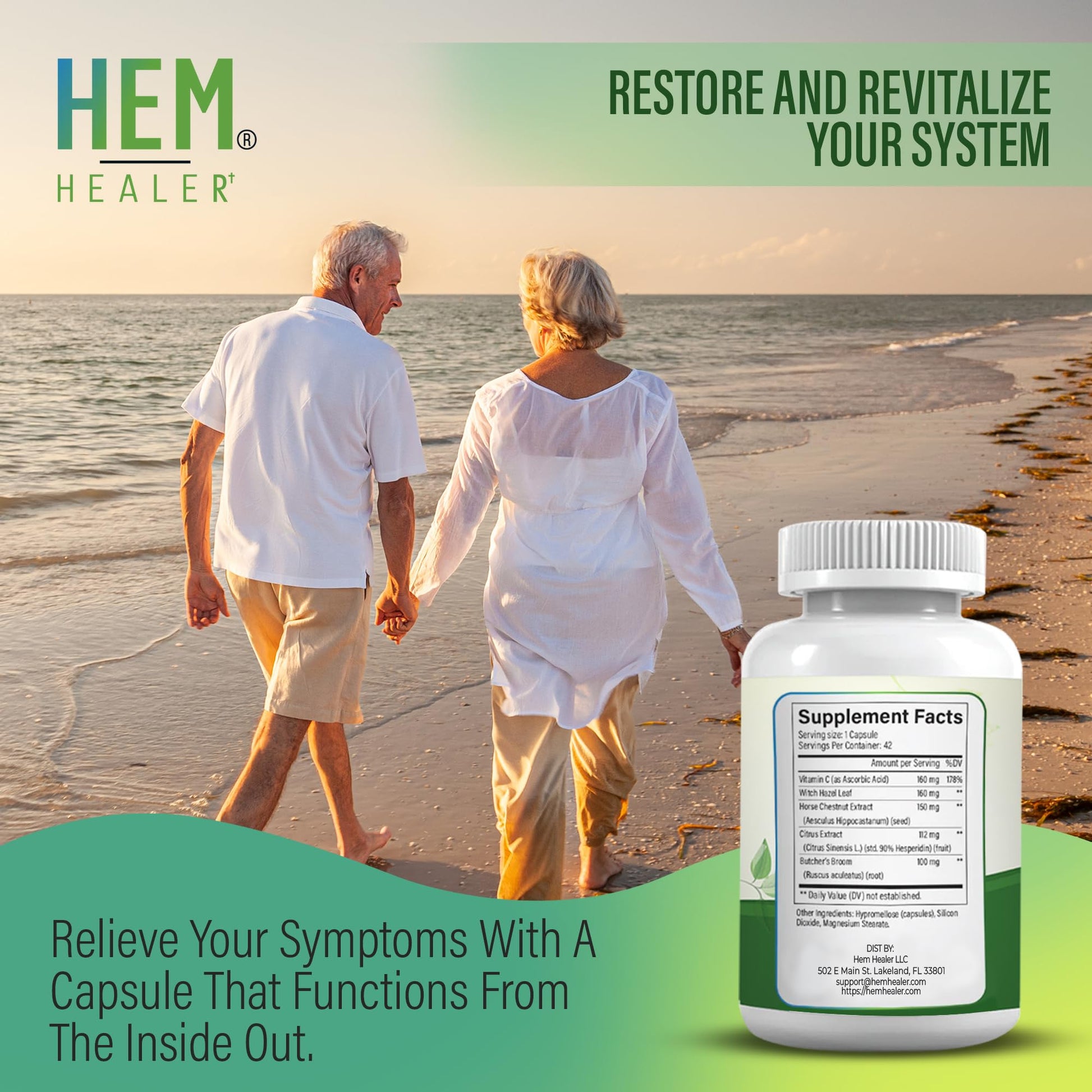 Hem Healer Hem Rescue Hemorrhoid Treatment Supplement - All Natural, Reduces Discomfort & Swelling, Boosts Blood Flow, Oral Botanical Blend, Made in USA - (1 Bottle Pack) Hem Healer Au supplements