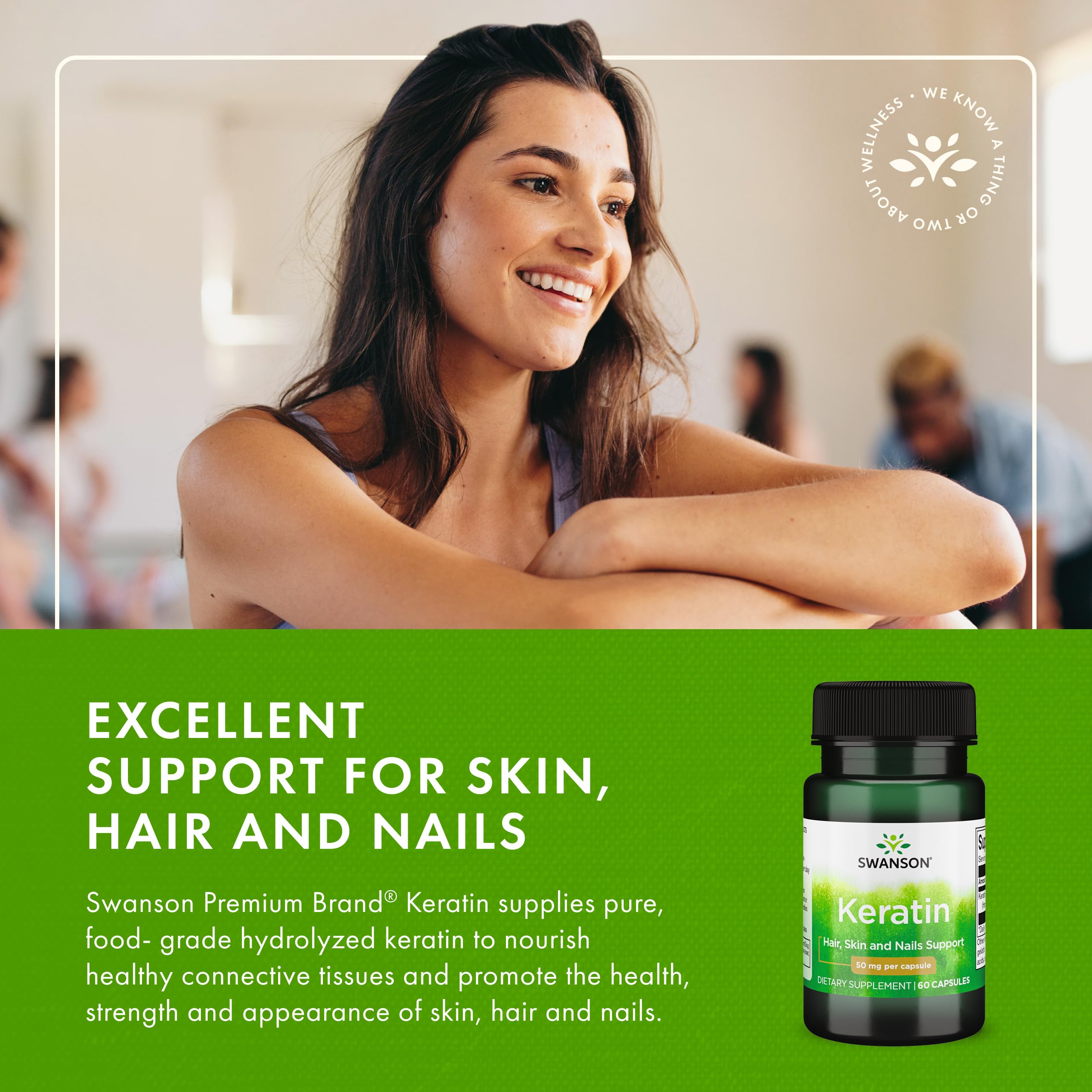 Swanson Keratin (from Tibetan Wool) - Natural Supplement Promoting Healthy Joints, Hair, Skin & Nails - Helps Nourish Healthy Connective Tissues - (60 Capsules, 50mg Each) Swanson Au supplements