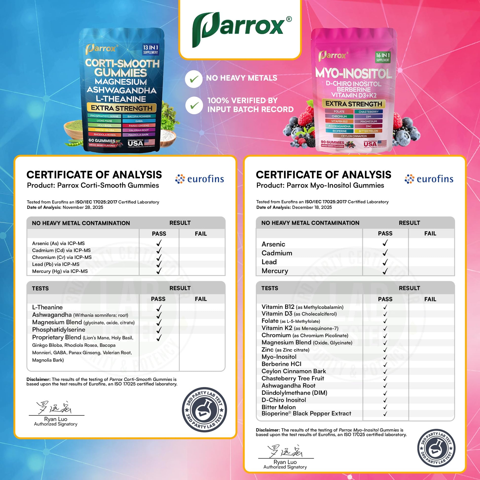 Soothe & Smooth Bundle Gummies - Cortisol & Myo-Inositol Supplement with D-Chiro Inositol, Berberine, Magenesium, Ashwagandha, L-Theanine, Vitamins D3+K2 & B12, Folate, Zinc Lion's Mane (150 Gummies) Parrox Au supplements