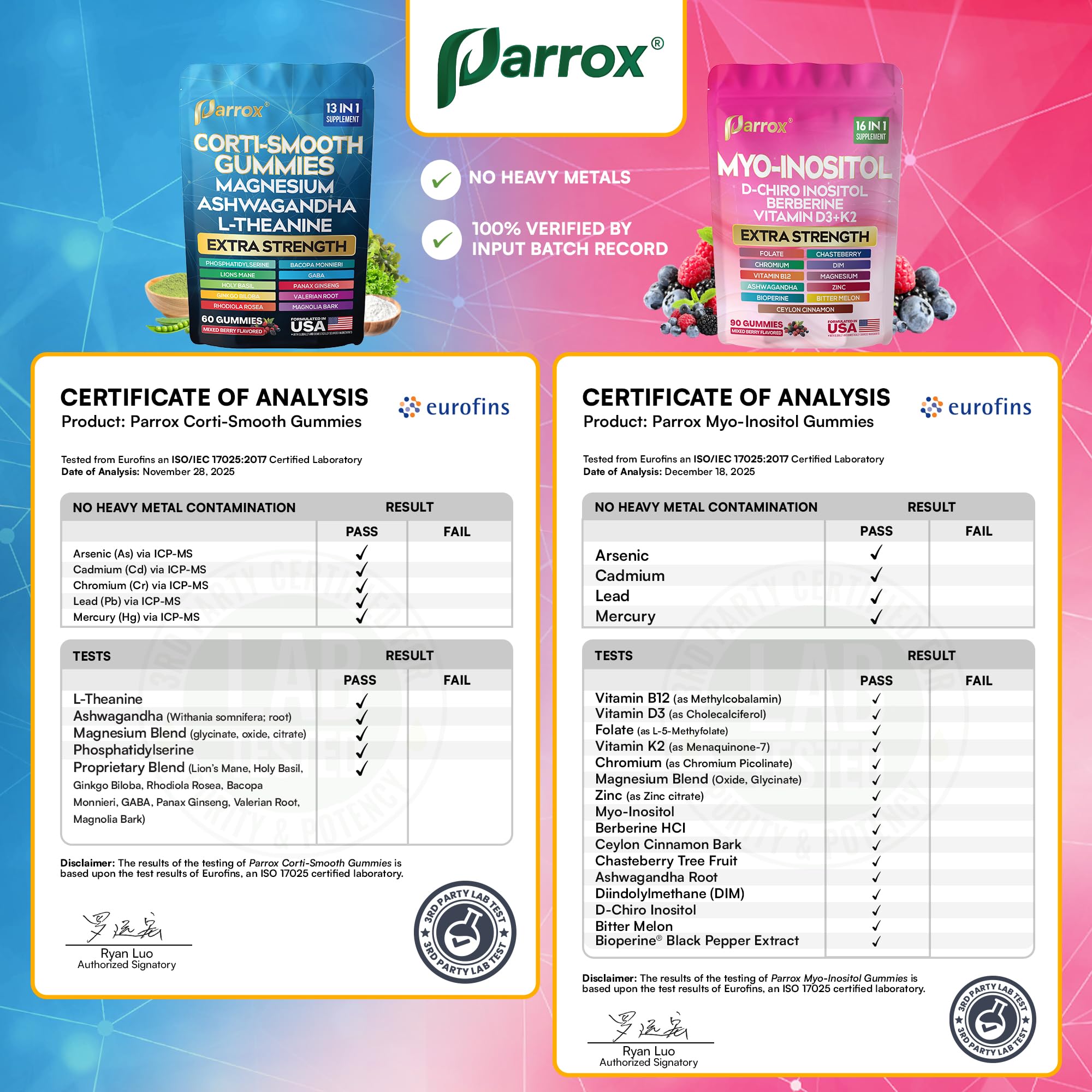 Soothe & Smooth Bundle Gummies - Cortisol & Myo-Inositol Supplement with D-Chiro Inositol, Berberine, Magenesium, Ashwagandha, L-Theanine, Vitamins D3+K2 & B12, Folate, Zinc Lion's Mane (150 Gummies) Parrox Au supplements
