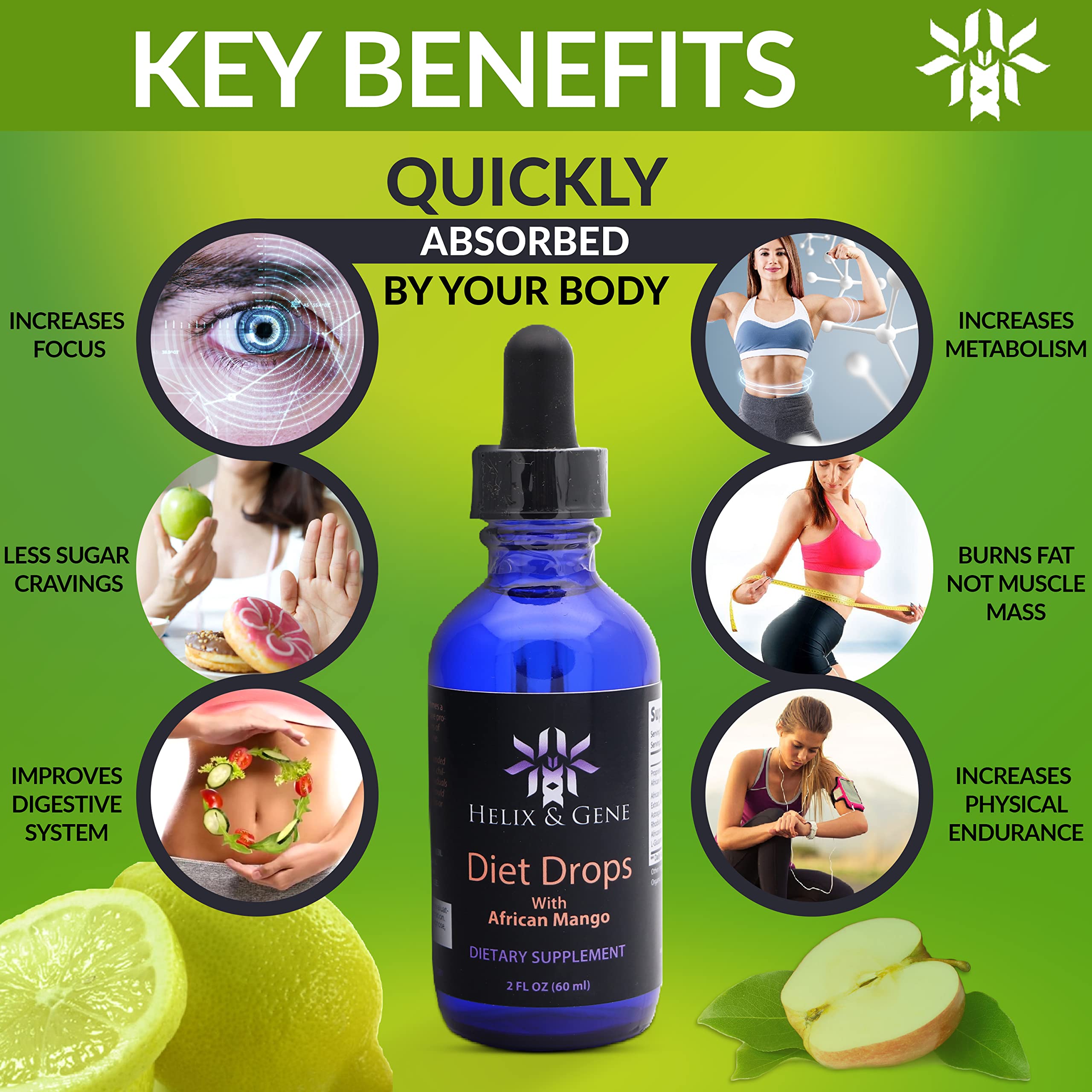 Helix & Gene Appetite Diet Drops Mango Flavor | Fast Weight Loss | Natural Metabolism Helix & Gene Au supplements