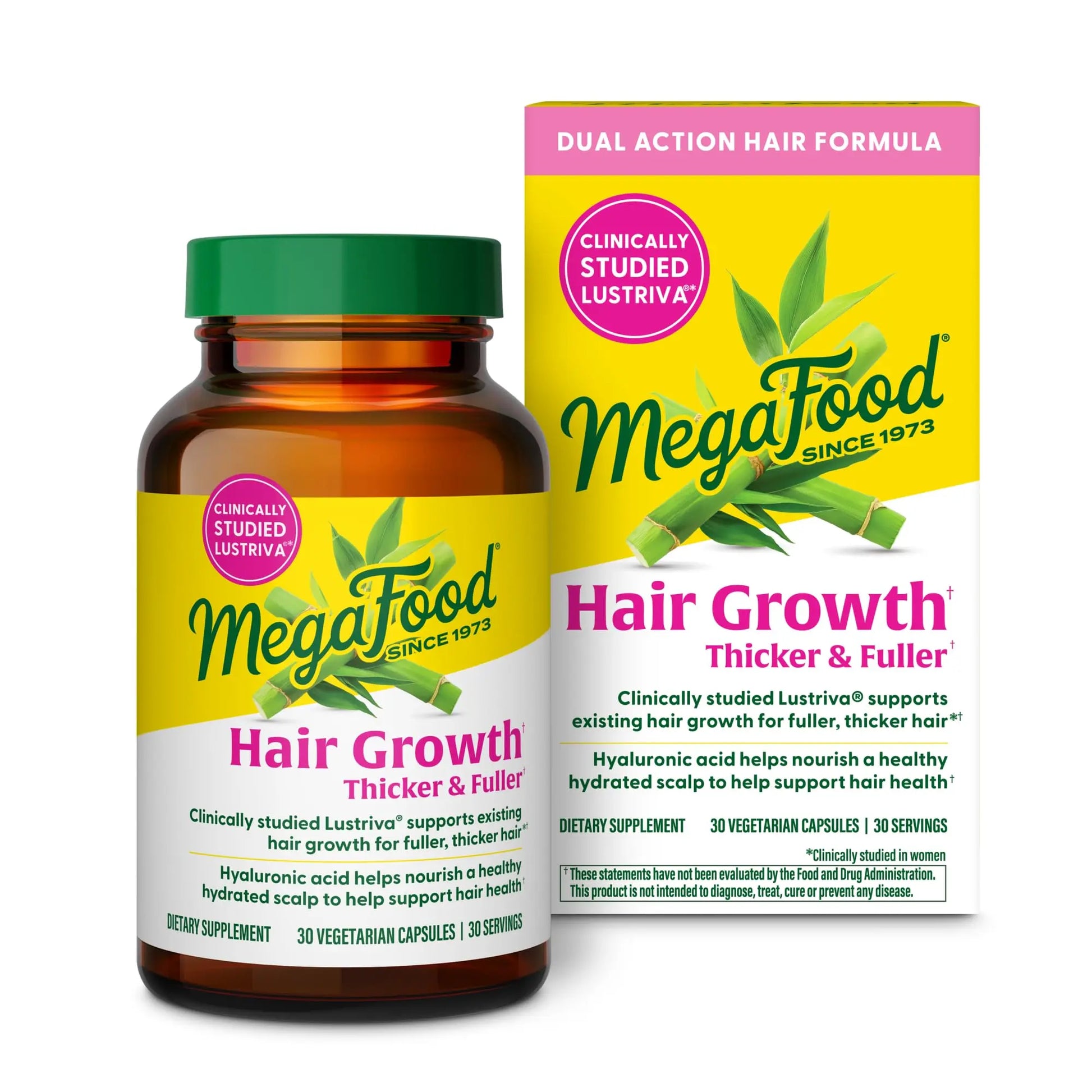 MegaFood Hair Growth – Clinically Studied Lustriva & Hyaluronic Acid - Biotin 10000mcg, Thicker & Fuller Existing Hair Growth Vitamins - 30 Vegetarian Capsules, 30 Servings MegaFood Au supplements