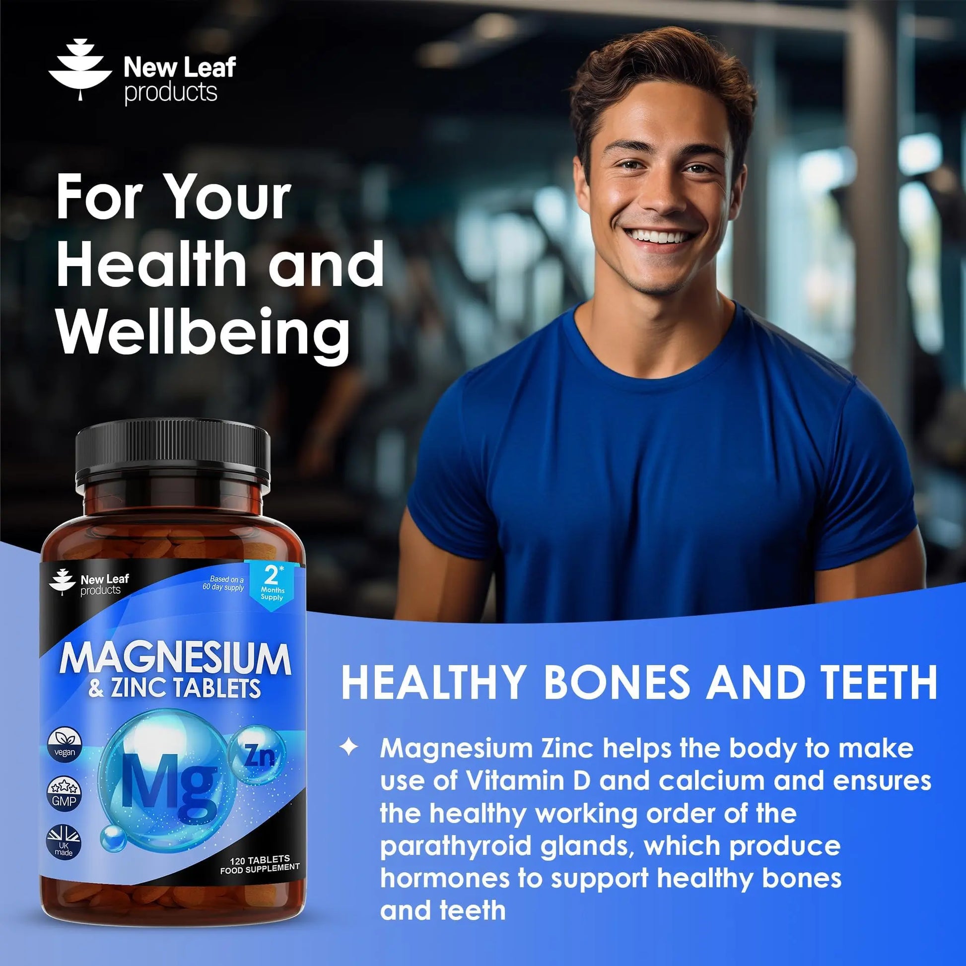 Magnesium Supplements 516mg With Zinc - 120 Magnesium Tablets Supports Muscle NEW LEAF PRODUCTS Au supplements