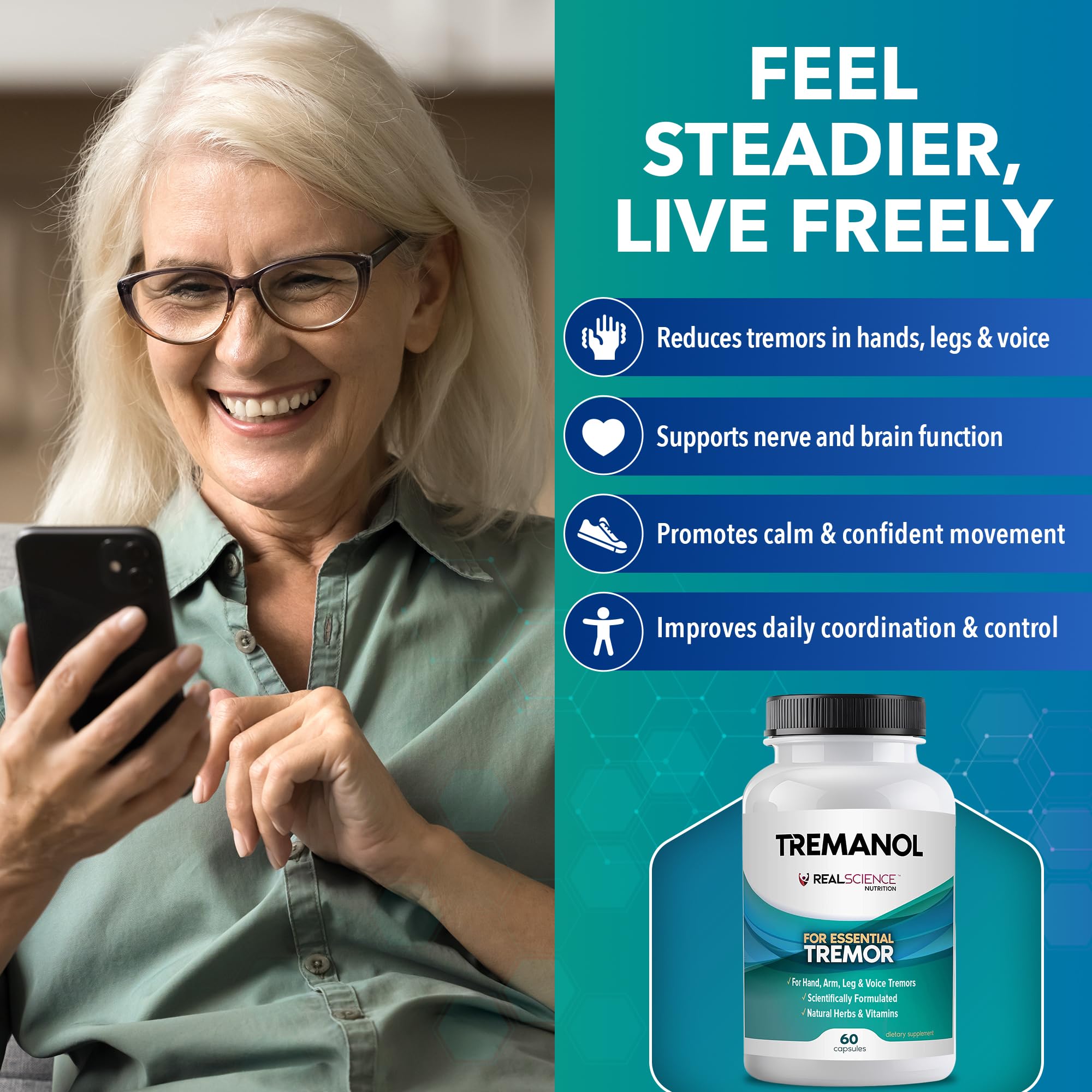 Tremanol Natural Aid Herbal Supplement – Includes Vitamin B2 & B12, Passionflower & Skullcap – 60 Caps (Pack of 3) – Made in USA Tremanol Au supplements