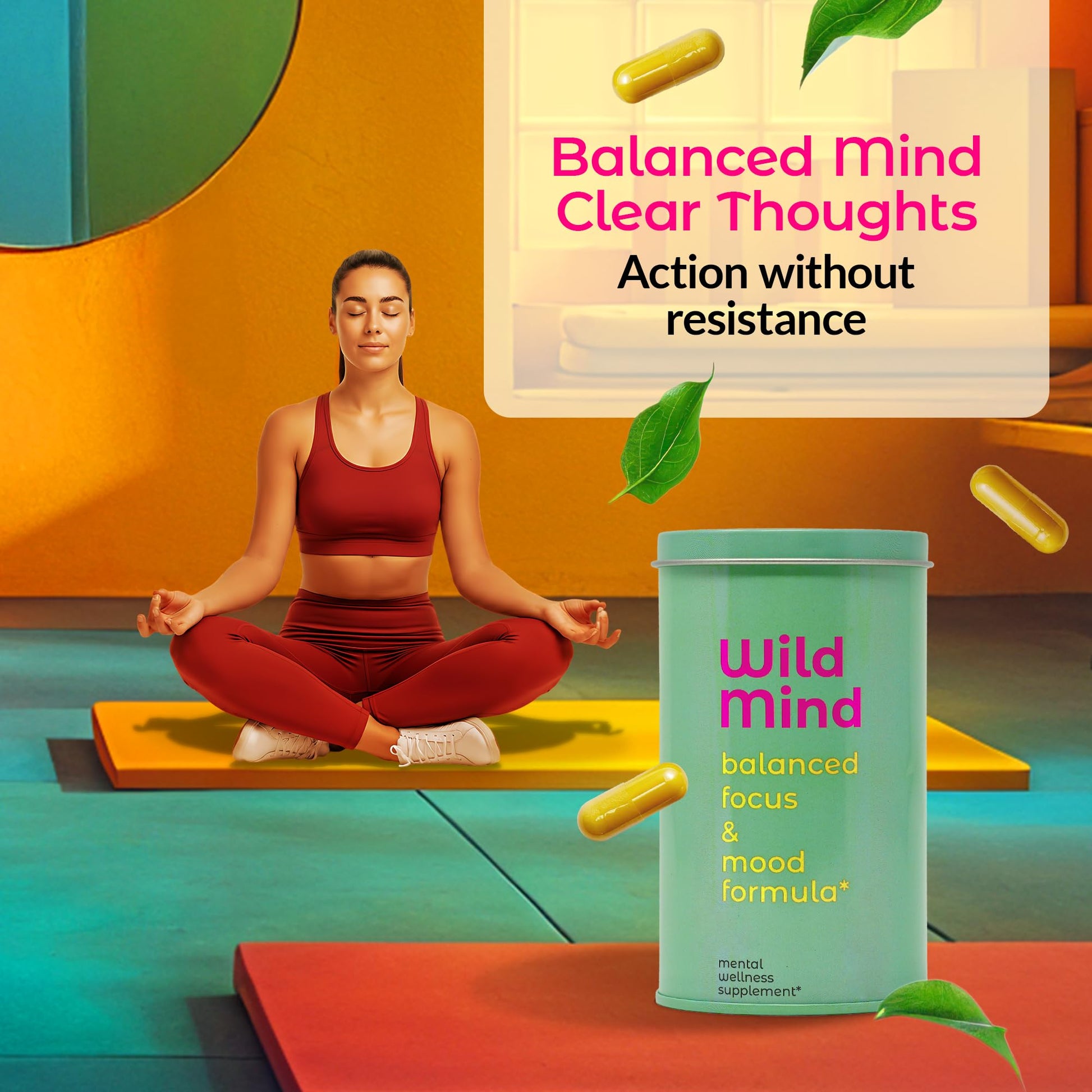 Wild Mind Mental Clarity Balanced Focus & Mood Support Supplement for Mental Wellness– 4-Ingredient Nootropic Brain Support for Calm & Energy – Vegan, 90 Capsules, 30-Day Supply Wild Mind Au supplements