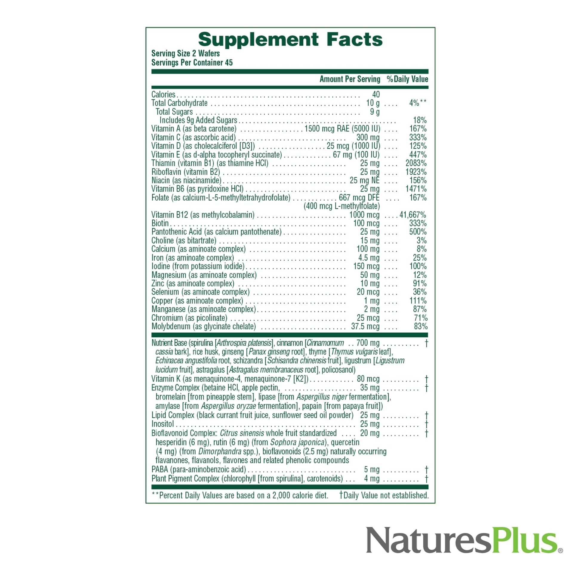 Natures Plus Source of Life Adult’s Chewable, Apple Cinnamon - 90 Wafers, Pack of 2 - Multi-Vitamin & Mineral Supplement - Gluten Free, Vegetarian - 90 Total Servings NaturesPlus Au supplements