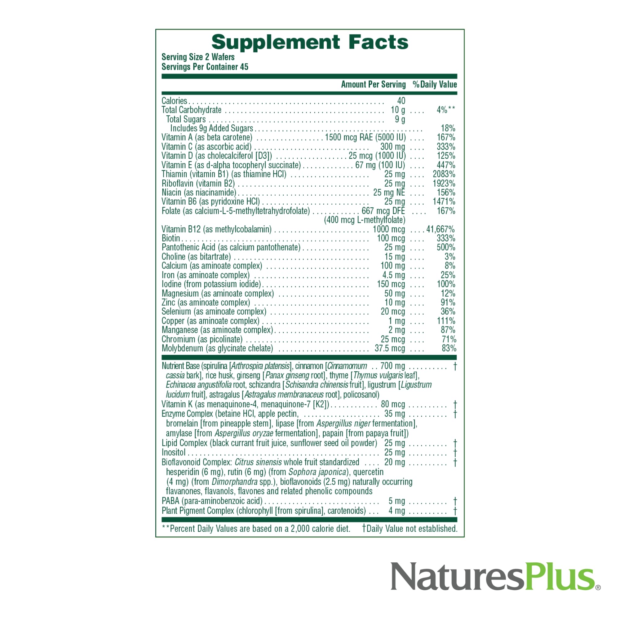 Natures Plus Source of Life Adult’s Chewable, Apple Cinnamon - 90 Wafers, Pack of 2 - Multi-Vitamin & Mineral Supplement - Gluten Free, Vegetarian - 90 Total Servings NaturesPlus Au supplements