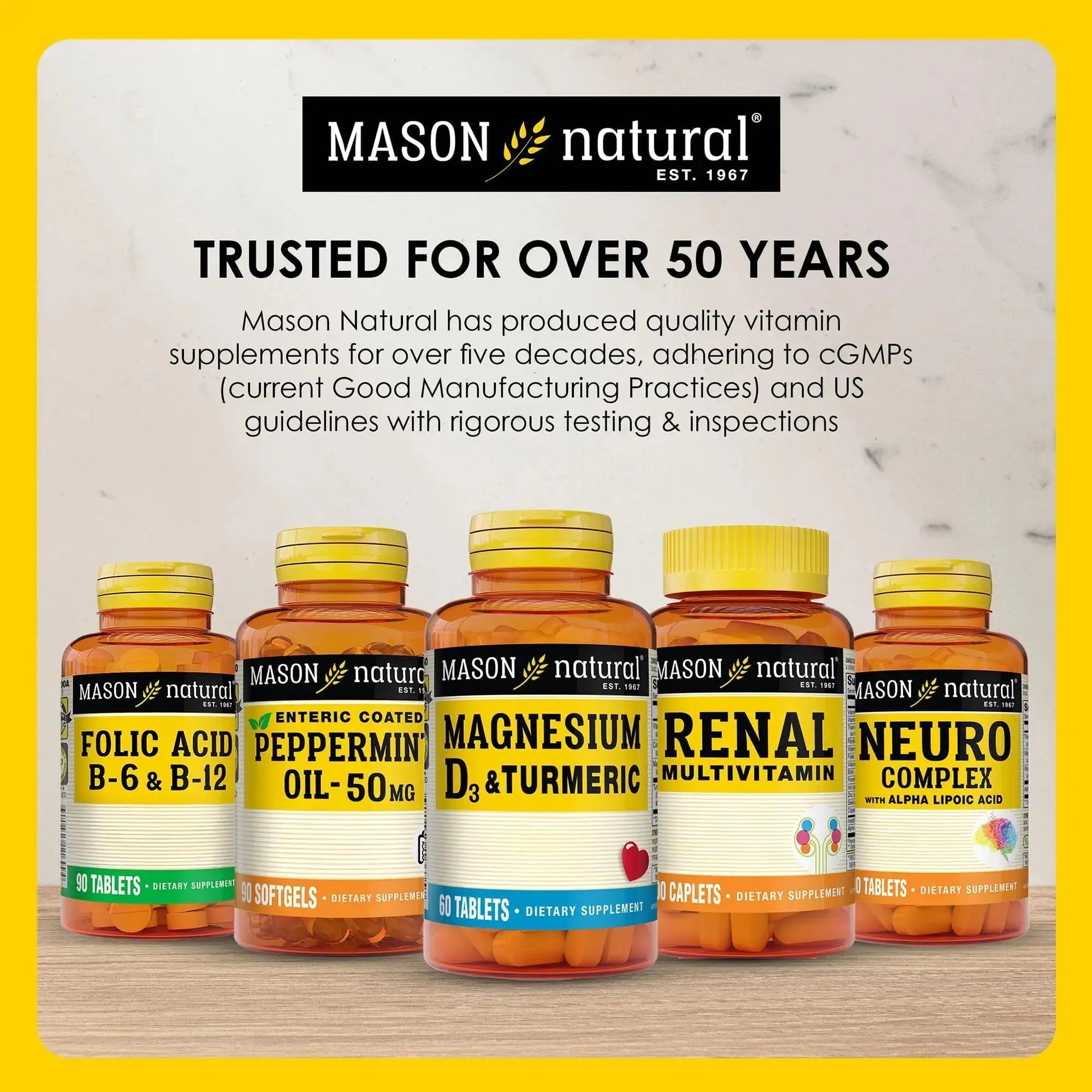 MASON NATURAL Mini Multi Vitamins, Vitamins A, C, D3, E, B1, B2, B3, B6, B12, Folate and Calcium for Overall Health, 1 Year Supply MASON NATURAL Au supplements