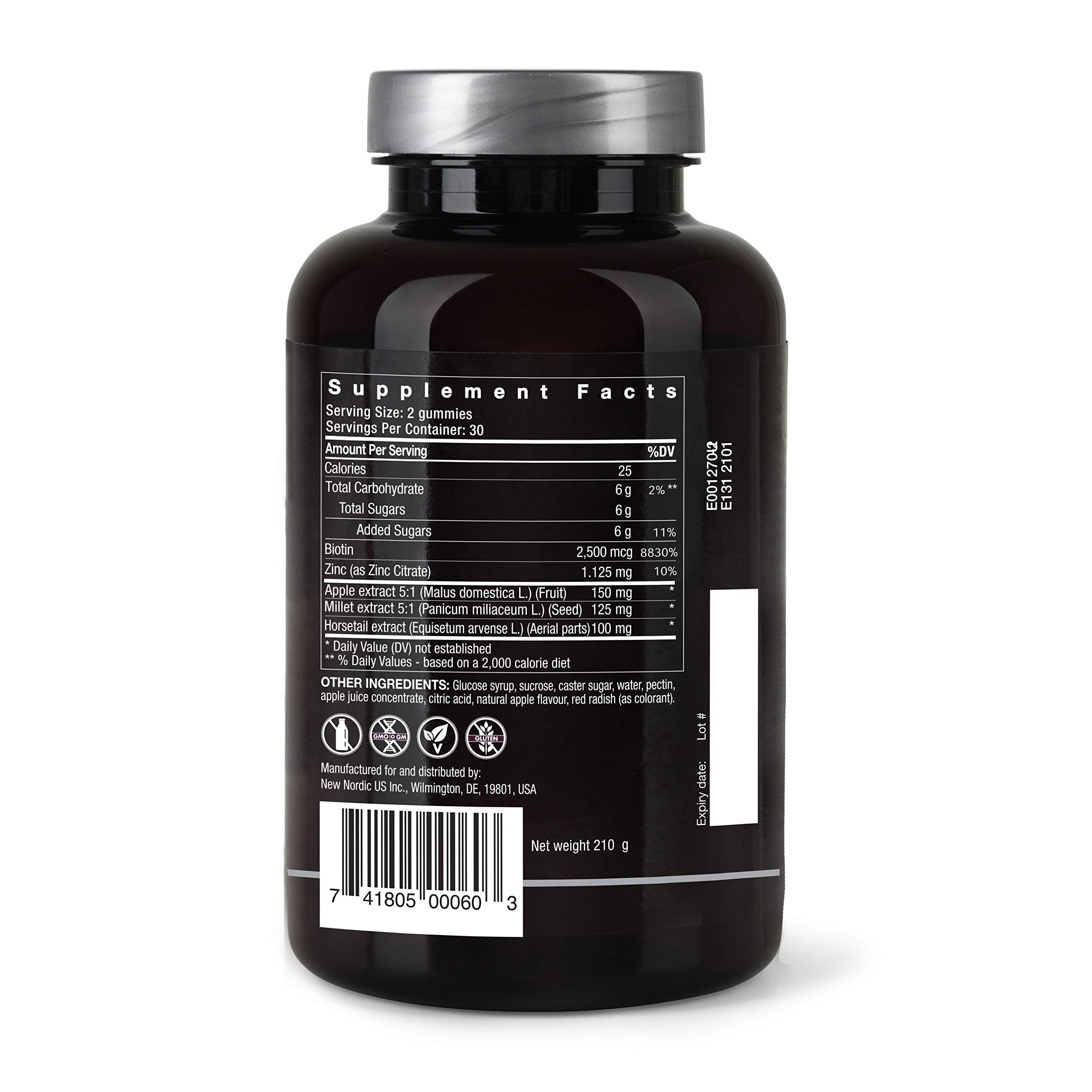 NEW NORDIC Hair Volume Gummies, 2500 mcg Biotin, Daily Hair Vitamins Supplement to Support Hair Skin & Nails, Vegan, 60 Count (Pack of 3) NEW NORDIC Au supplements