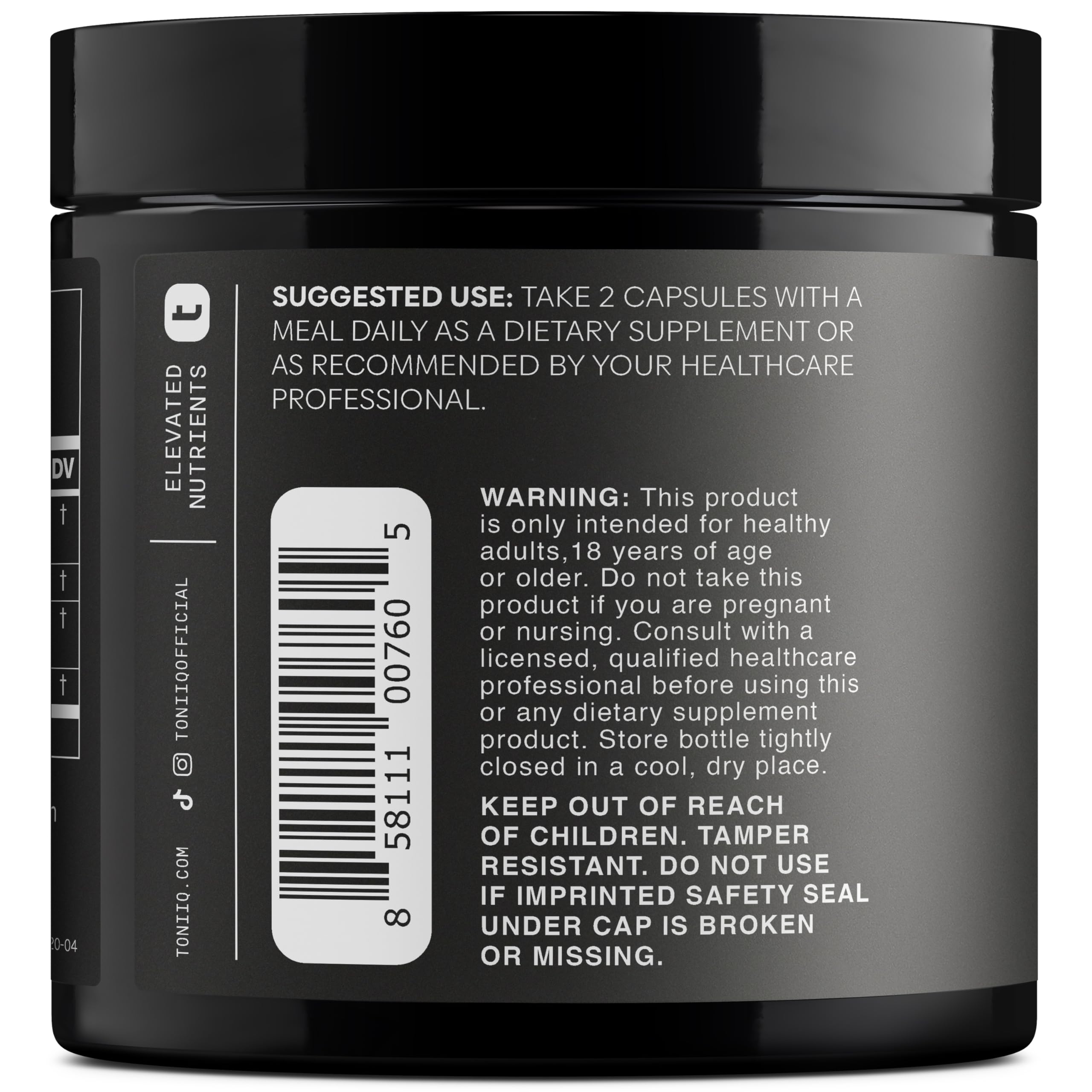 Toniiq Ashwagandha – 40:1 Concentrated Extract – 25% Withanolides – Wild Harvested in India – Highly Bioavailable with Black Pepper – Third-Party Tested – 120 Capsules - 1,300mg per Serving Toniiq Au supplements