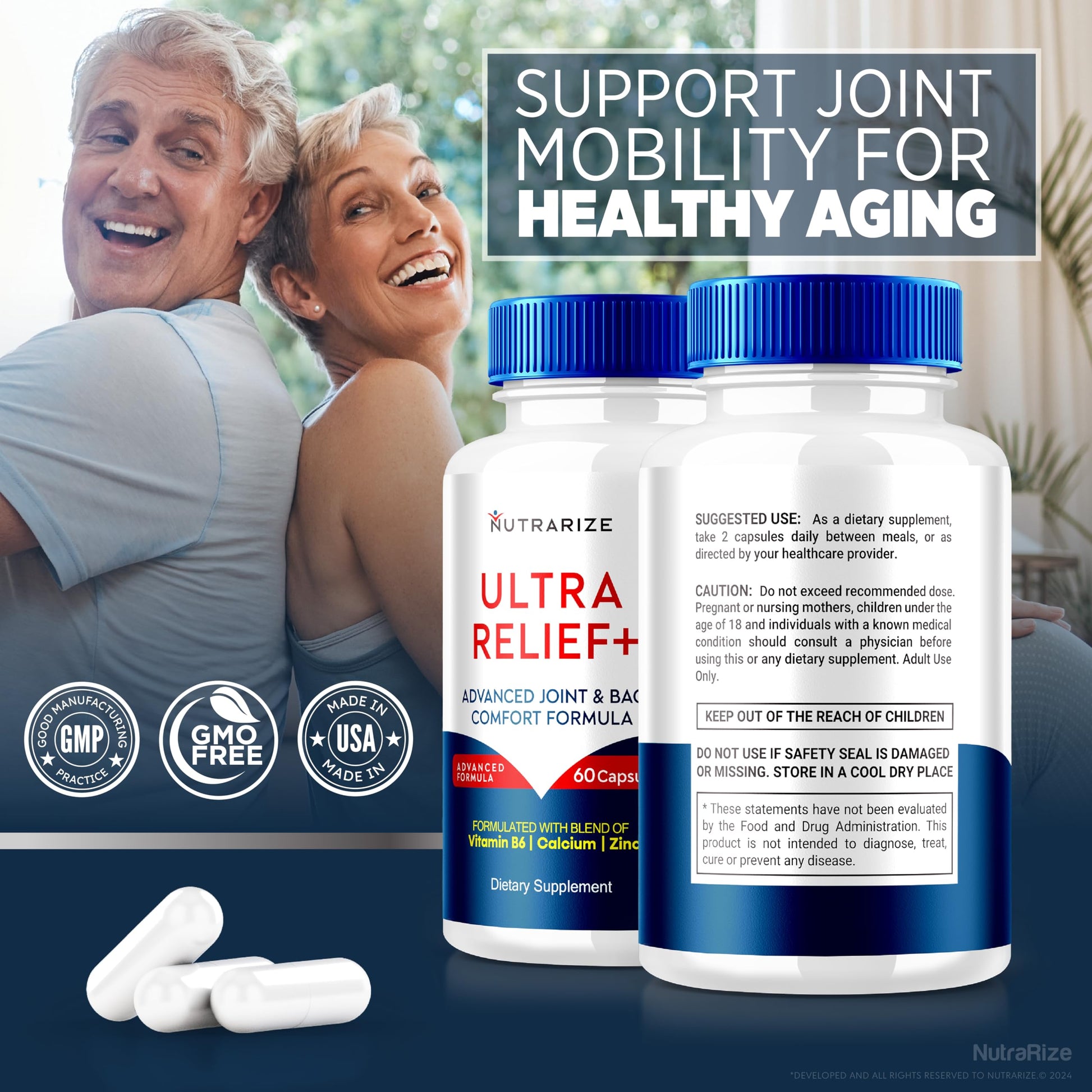 (2 Pack) Ultra Relief+ Capsules, Official Formula for Joint Health, All-Natural Supplement to Support Joint Function and Mobility, Ultra Relief + Pills, Ultra Relief Plus Reviews (120 Capsules) NutraRize Au supplements
