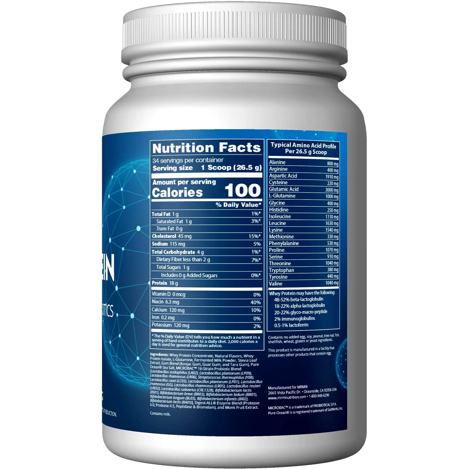 MRM Nutrition Whey Protein | Vanilla Flavored |18g Protein | with 2 Billion probiotics MRM Au supplements