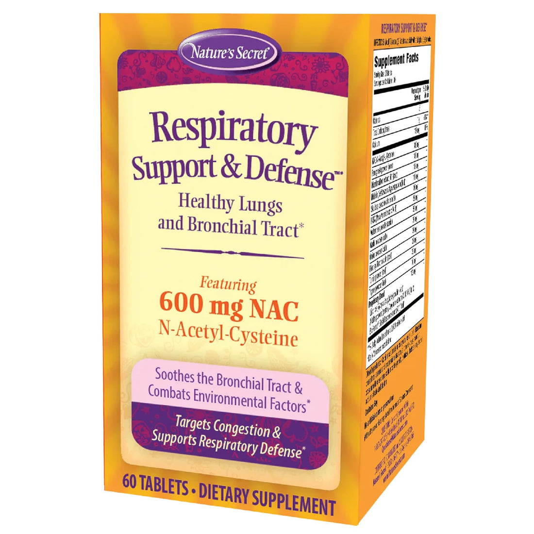 Nature's Secret Respiratory Support & Defense - 60 Tablets - Promotes Healthy Lungs & Bronchial Tract - With NAC, Fenugreek & Marshmallow - 30 Total Servings Nature's Secret Au supplements