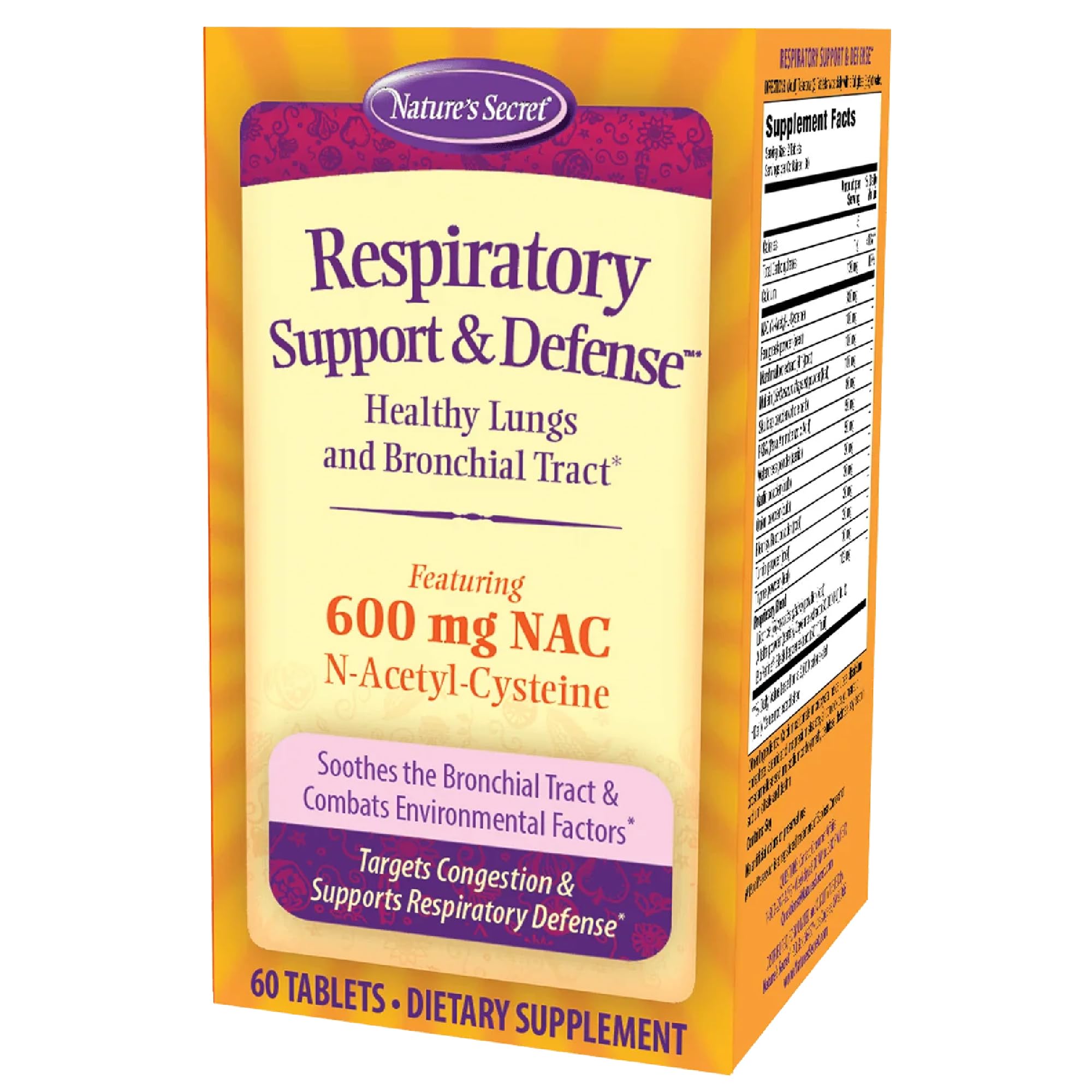 Nature's Secret Respiratory Support & Defense - 60 Tablets - Promotes Healthy Lungs & Bronchial Tract - With NAC, Fenugreek & Marshmallow - 30 Total Servings Nature's Secret Au supplements