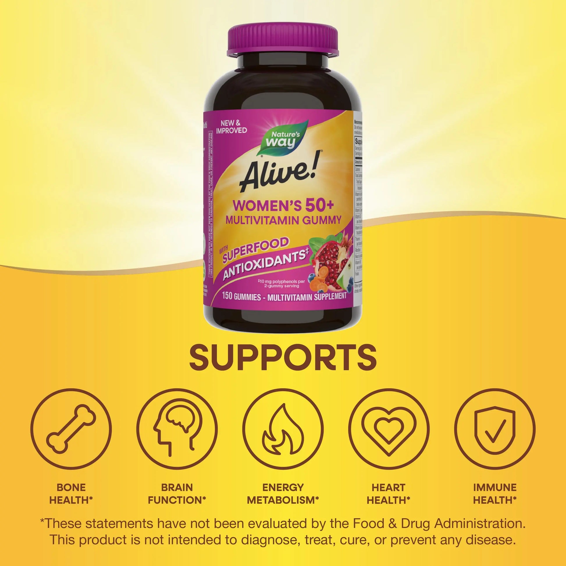 Nature's Way Alive! Women's 50+ Daily Gummy Multivitamins, Women's Supplements, Supports Healthy Heart, Brain & Bones Nature's Way Au supplements