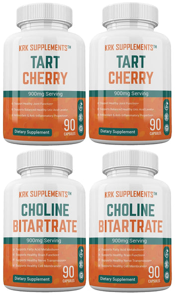 KRK SUPPLEMENTS Bundle Combo of 2 Bottles of Choline Bitartrate and 2 Bottles KRK SUPPLEMENTS Au supplements