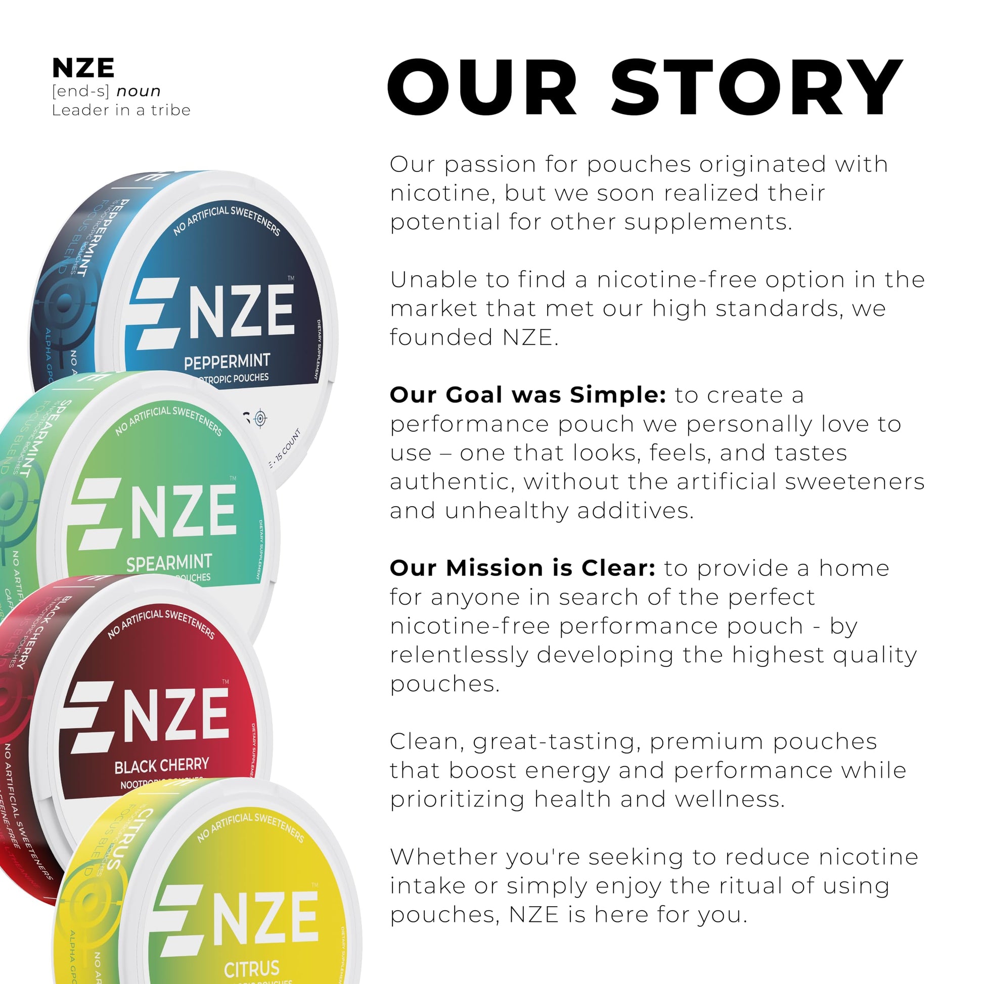 NZE Caffeine Free Nootropic Pouches (Wintergreen) - Nootropic Pouches with Alpha GPC, L-Tyrosine & L-Theanine - No Sugar or Artificial Sweeteners - 15 Pouches Per Can - 5 Pack NZE Au supplements