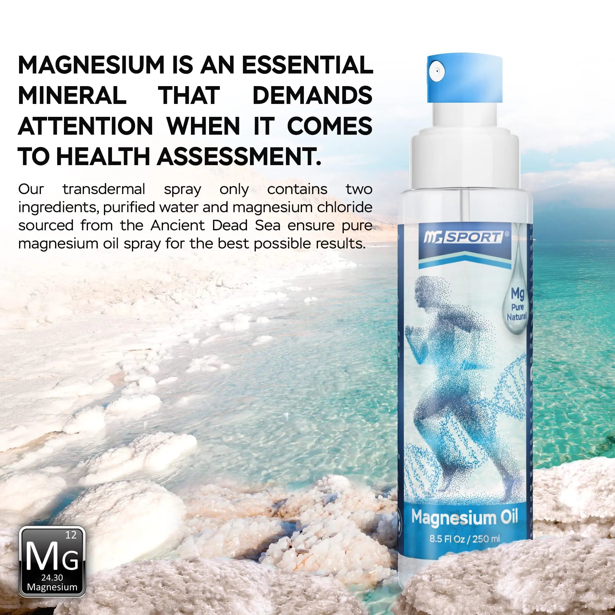 High Absorption Pure Magnesium Oil Spray – 250 ml – 100% Pure Magnesium Chloride MGSPORT Au supplements