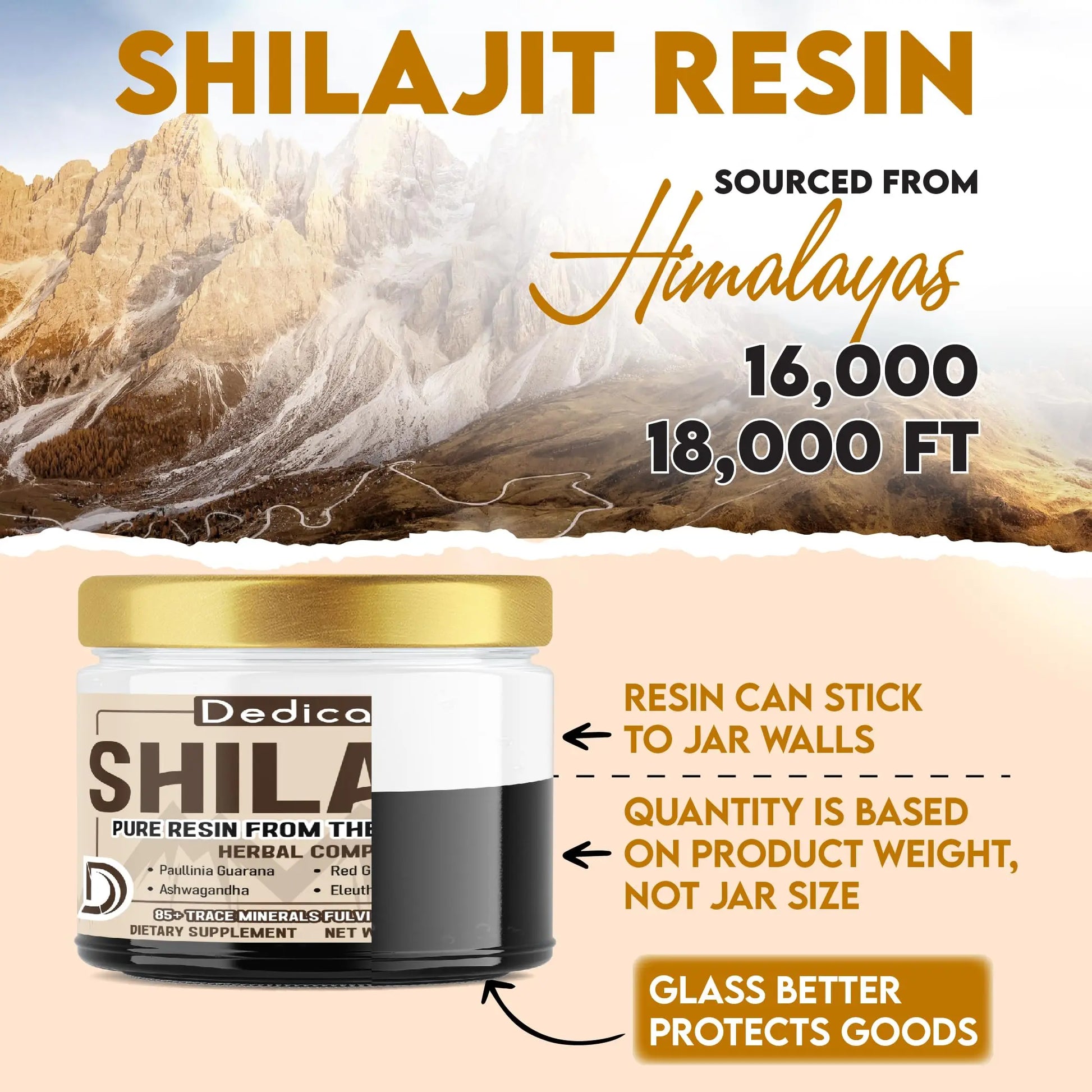 DEDICAD 30g Shilajit Resin with Herbal Complex - Paullinia Guarana, Gotu Kola Leaf & More - Shilajit Pure Himalayan Organic for Immune System, Energy Production, Brain Health & Stamina DEDICAD Au supplements