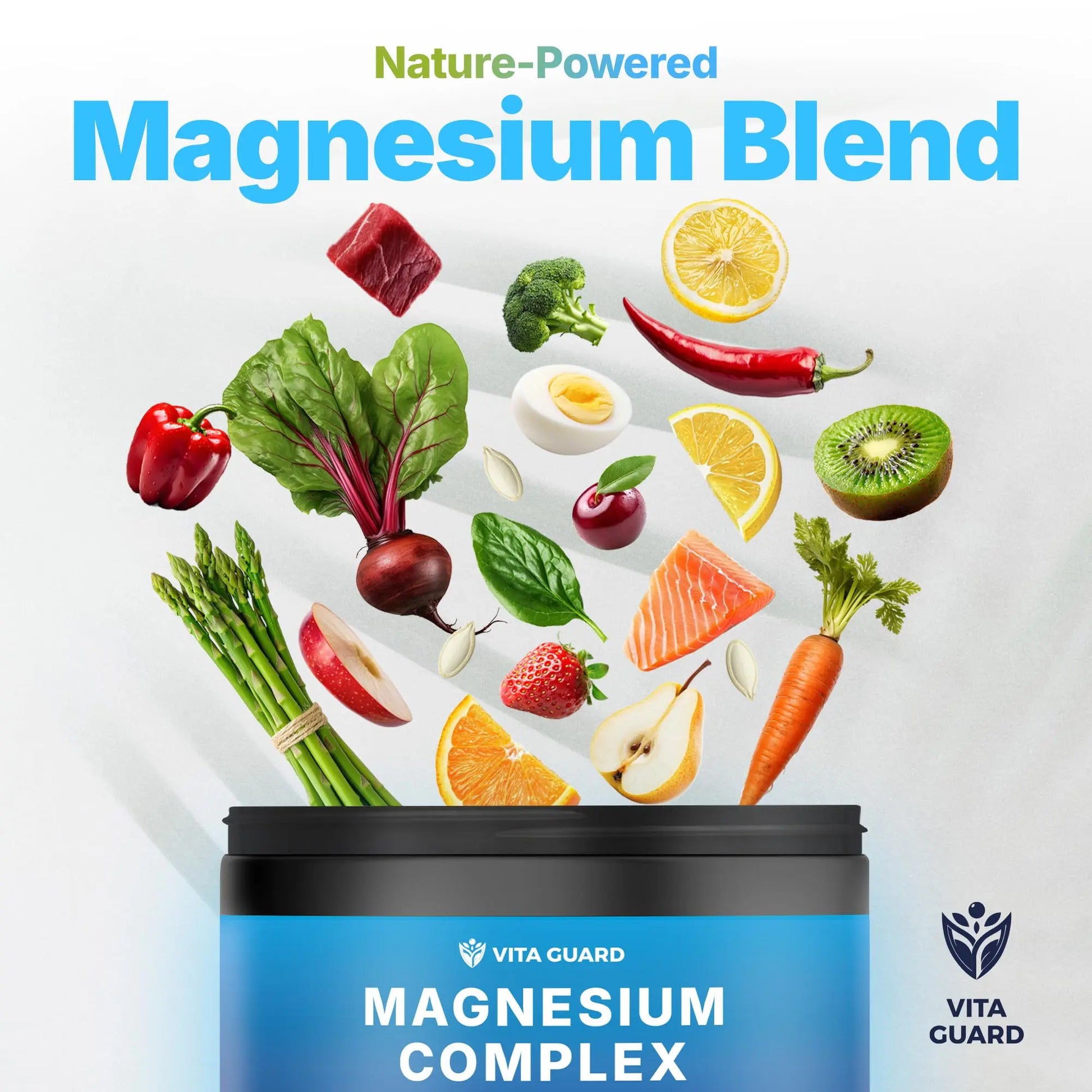 Vita Guard Magnesium Complex 1480mg – 10-in-1 with Glycinate, Citrate, Malate & More – High Absorption – Sleep, Muscle, Nerve & Heart Support – 90 Vegan Capsules – Non-GMO, Gluten-Free, No Sugar Vita Guard Au supplements