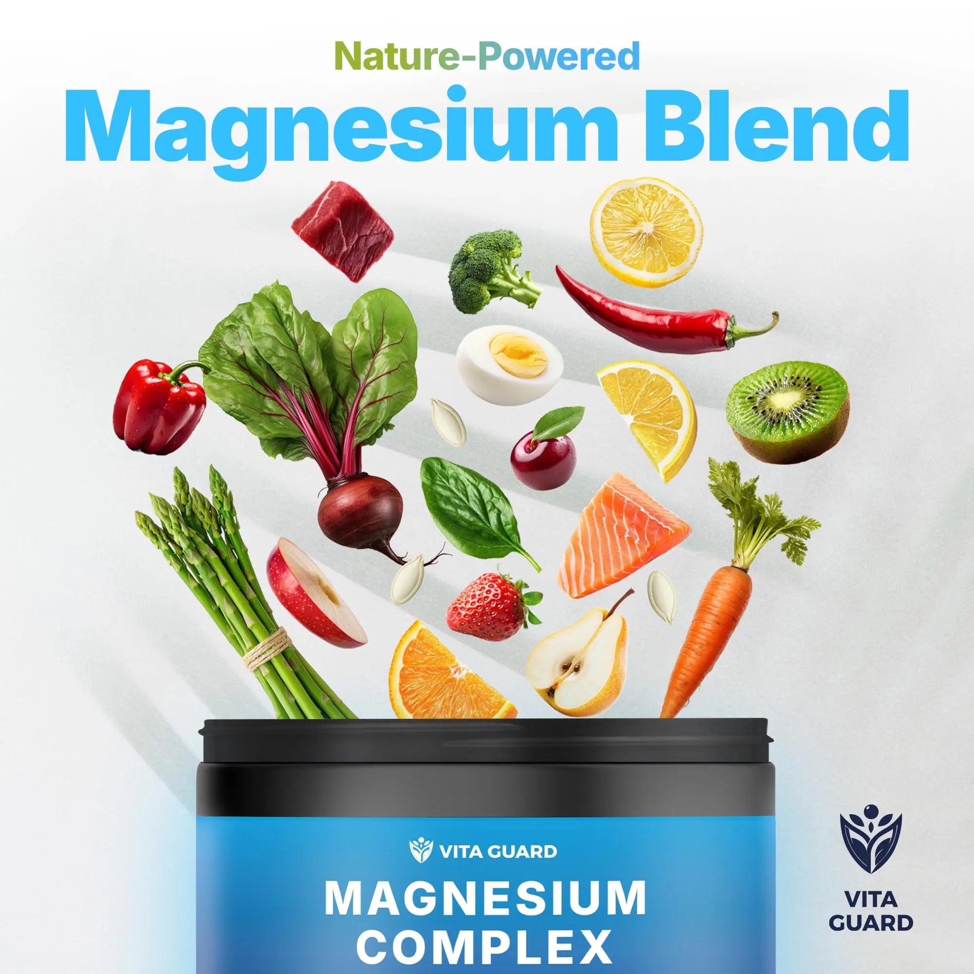 Vita Guard Magnesium Complex 1480mg – 10-in-1 with Glycinate, Citrate, Malate & More – High Absorption – Sleep, Muscle, Nerve & Heart Support – 90 Vegan Capsules – Non-GMO, Gluten-Free, No Sugar Vita Guard Au supplements