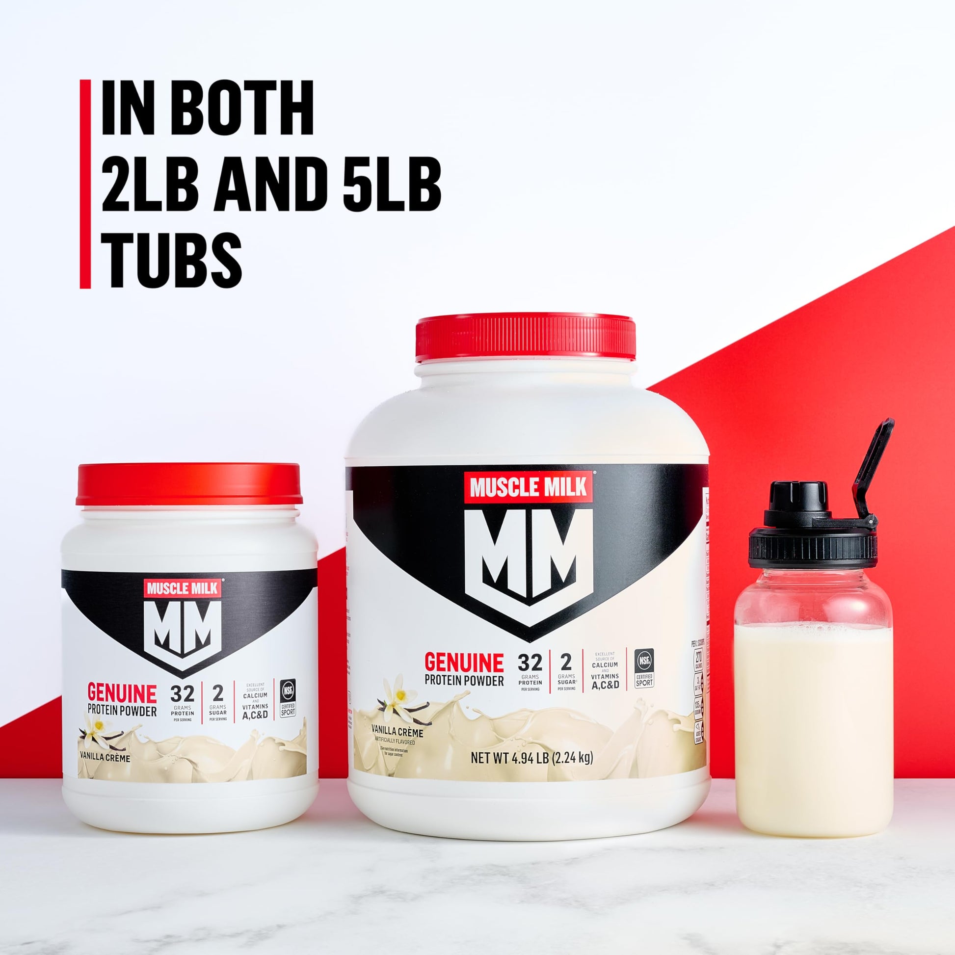 Muscle Milk Genuine Protein Powder, Vanilla Crème, 1.93 Pounds, 12 Servings, 32g Protein, 2g Sugar, Calcium, Vitamins A, C & D, NSF Certified for Sport, Energizing Snack, Packaging May Vary Muscle Milk Au supplements