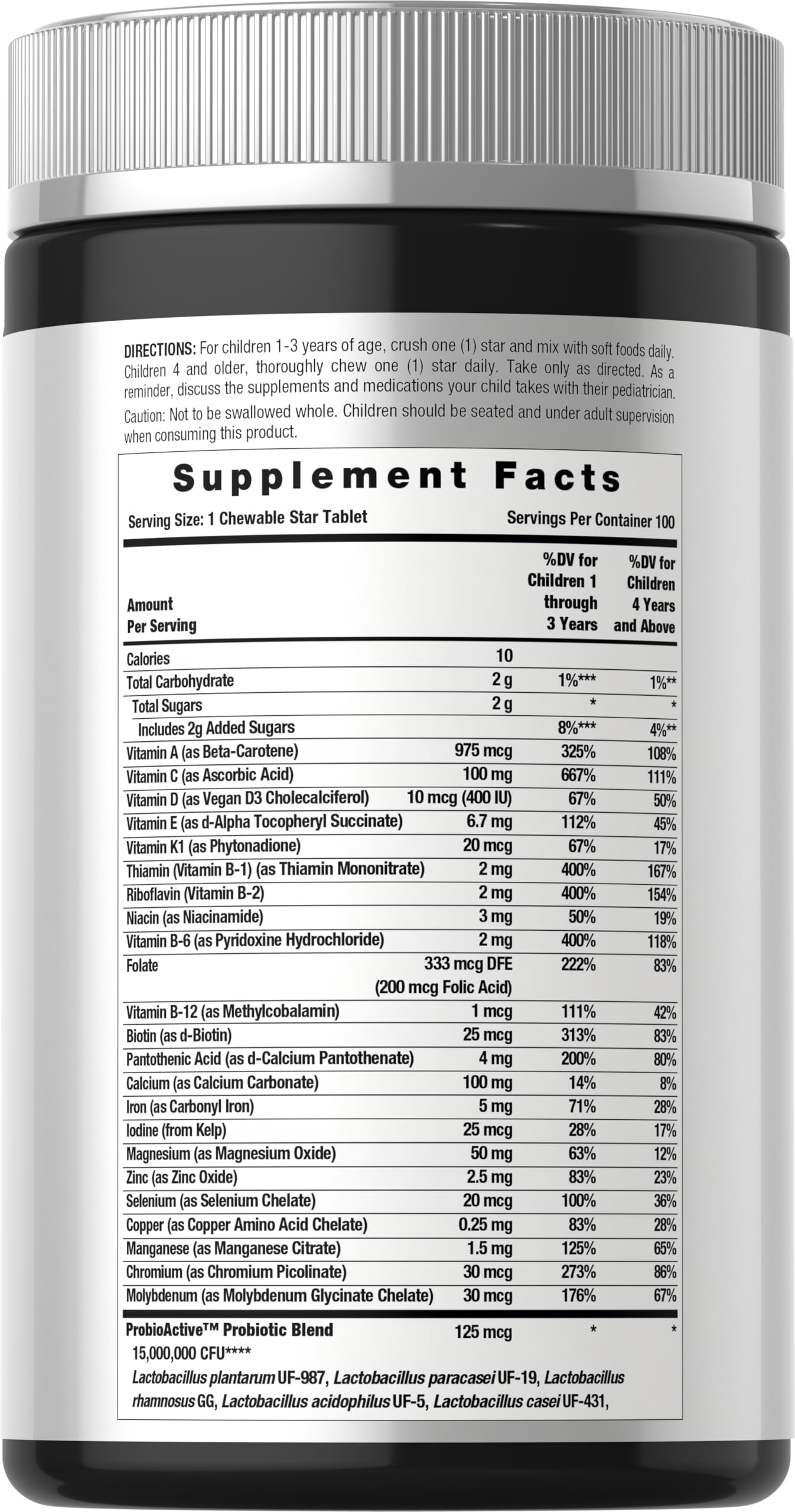 Horbäach Kids Multivitamin with Probiotics | 100 Chewable Tablets | Fruit Punch Flavor | Vegetarian, Non-GMO, Gluten Free Children's Supplement Horbäach Au supplements