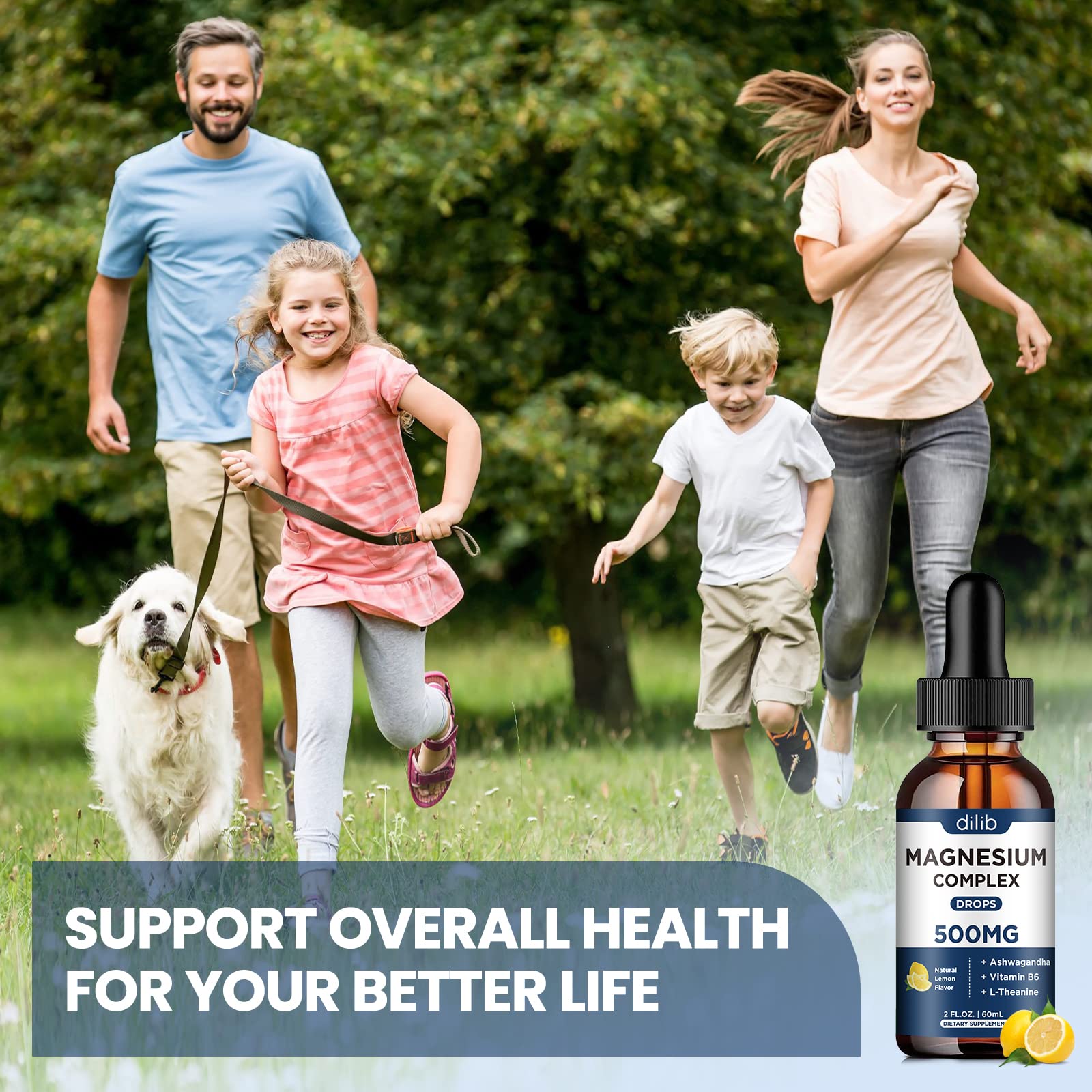 Magnesium Glycinate Liquid Drops, Triple Magnesium Complex Supplement with Citrate, Malate 500mg Ashwagandha, L-Theanine, Vitamin B6 for Sleep, Calm, Stress Relief, Bone, Muscle, Mood - Lemon Flavor dilib Au supplements
