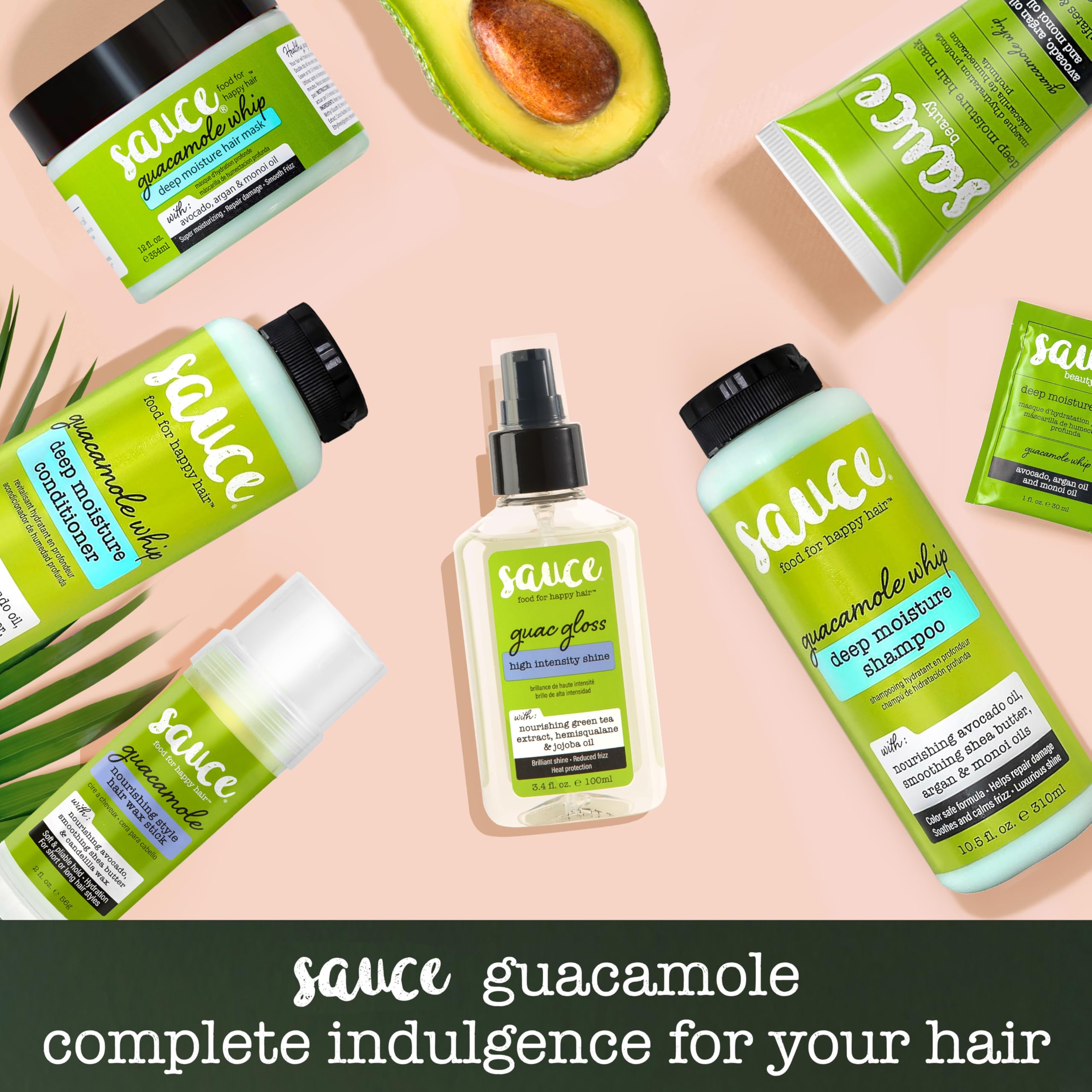 SAUCE BEAUTY Guac Hair Gloss, 3 Fl Oz High Intensity Shine, Jojoba Oil, Green Tea Extract & Squalane to Smooth, Boost Shine & Control Frizz for Sleeker, Softer, More Manageable Hair, Vegan Formula SAUCE BEAUTY Au supplements