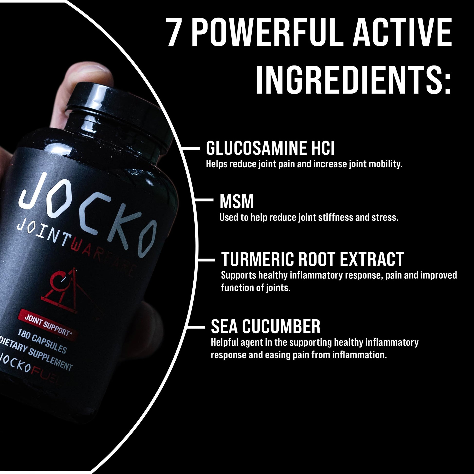 Jocko Fuel Joint Support Supplement - Glucosamine MSM for Joint Pain, Mobility, & Flexibility w/Turmeric & Boswellia (180 Capsules) Jocko Fuel Au supplements