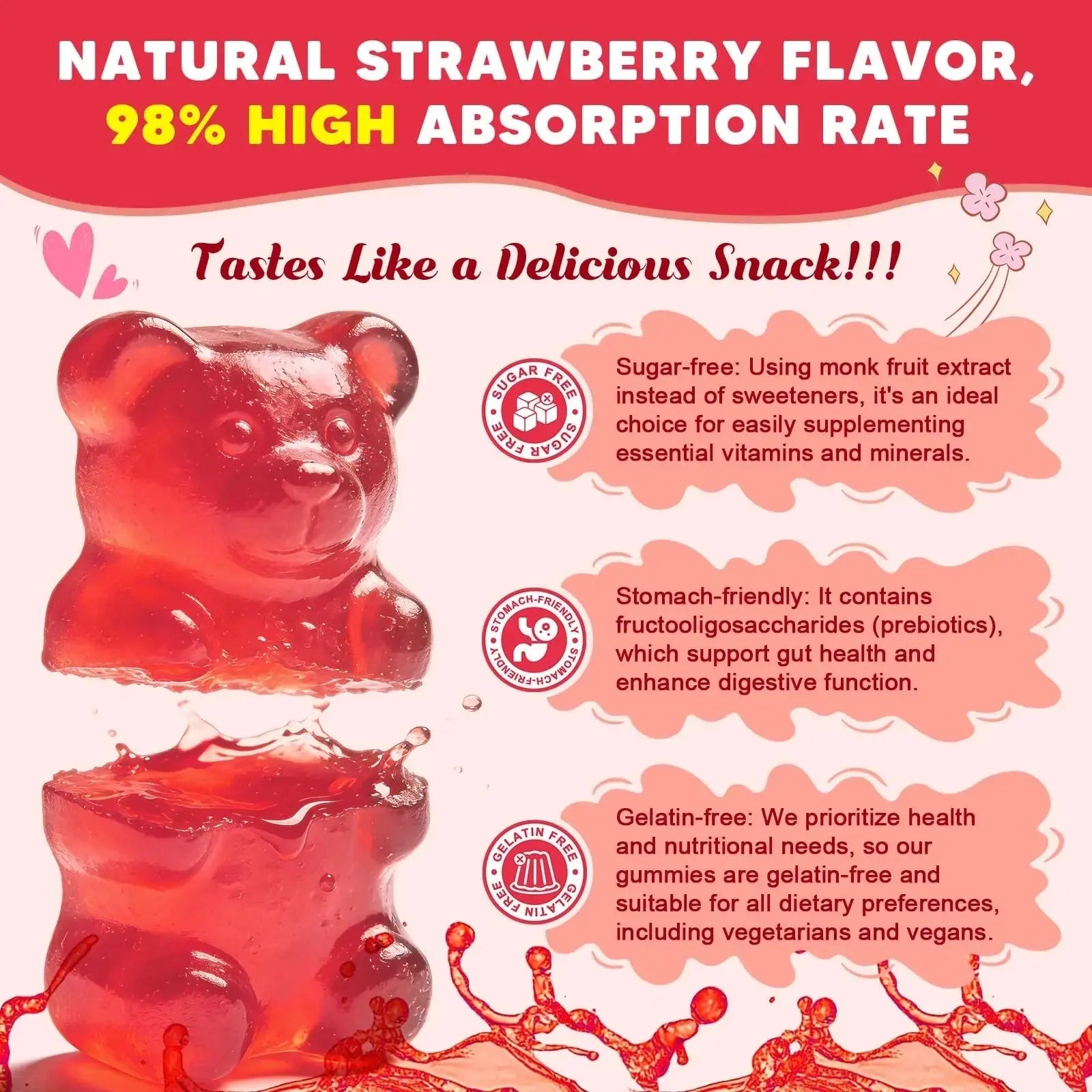 Sugar Free Calcium Multivitamin Gummies for Kids - Nutritional, Immune, Bone Support, Whole Multivitamin, with Vitamins A, C, D, B1, B2, B6, Folate JIANKYTZ Au supplements