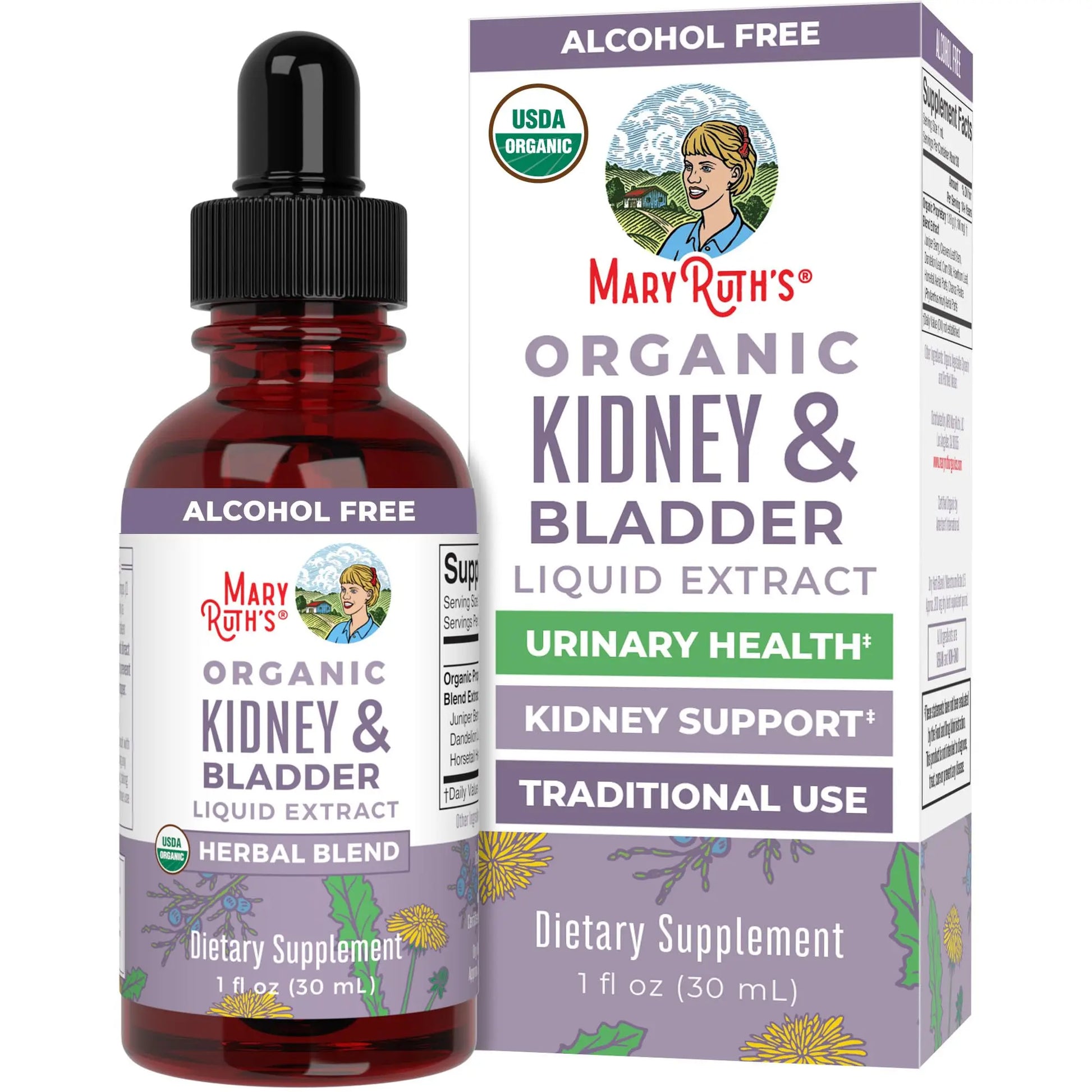 MaryRuth Organics Herbal Supplement Drops | Support Renal & Urinary Systems | Juniper Berry | Cleavers | Dandelion | Hawthorn | Horsetail & Chanca Piedra | Vegan | Non-GMO | 1 Fl Oz MARYRUTH'S Au supplements
