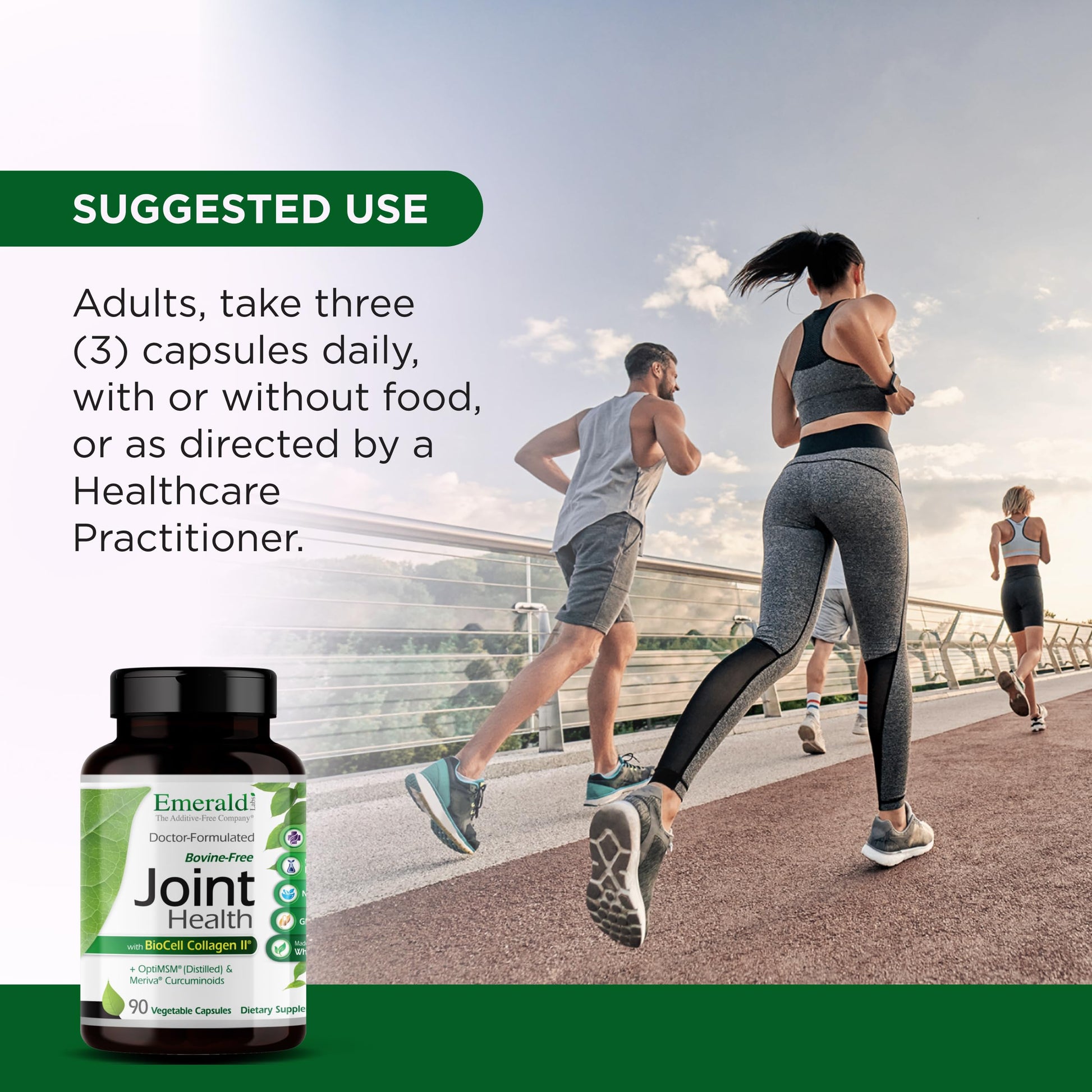 EMERALD LABS Joint Health - Biocell II Collagen, OptiMSM, Glucosamine, Meriva Turmeric Curcuminoids & More - Joint Health, Mobility & Flexibility Support* - 90 Vegetable Capsules (30-Day Supply) EMERALD LABS Au supplements