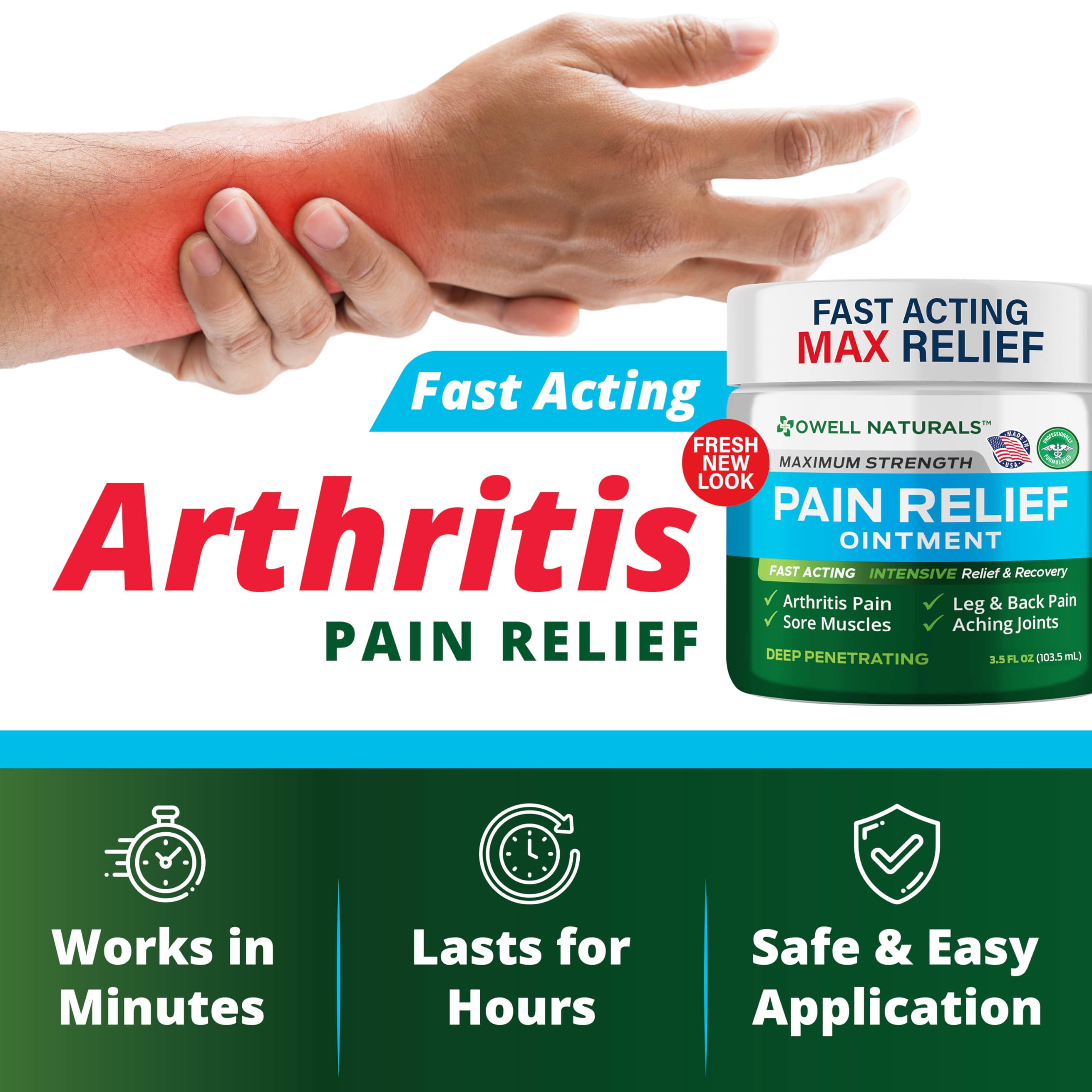 OWELL NATURALS Arthritis Pain Relief Ointment with Arnica & MSM – Deep Penetrating Joint & Muscle Therapy for Knee, Back, Sore Muscles, Legs, 3.5 oz (2 Pack) Owell Naturals Au supplements