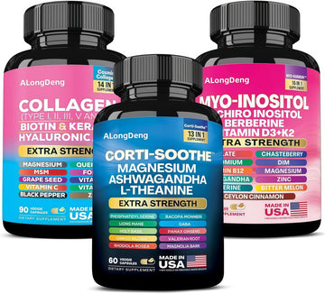 ALongDeng She Shines Set - Ultimate Women's All-in-One Supplement with Corti-Soothe, Myo-Inositol, Collagen & Extra Strength Ingredients ALongDeng Au supplements
