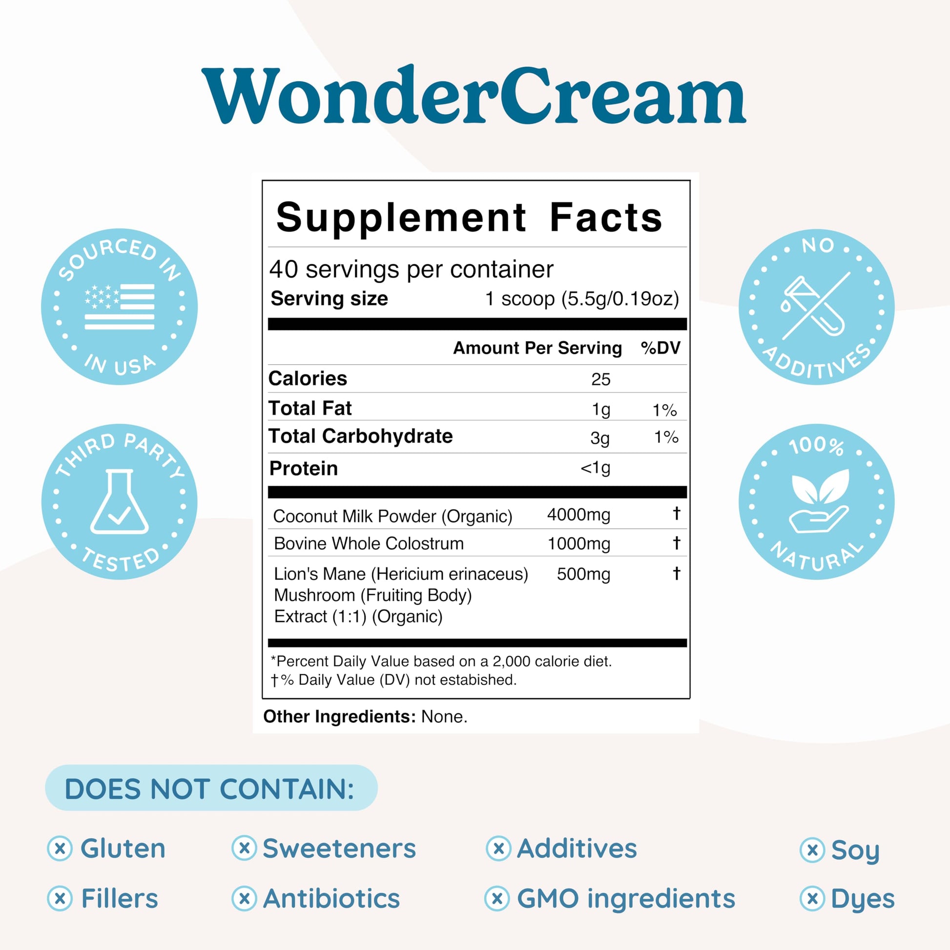 WONDERCOW Bovine Colostrum Superfood Creamer Supplement Powder w/Organic Lions Mane Mushroom & Coconut Milk Powder MCTs | Functional Sugar Free Keto Coffee, Smoothie & Drink Mix Unsweetened WONDERCOW Au supplements