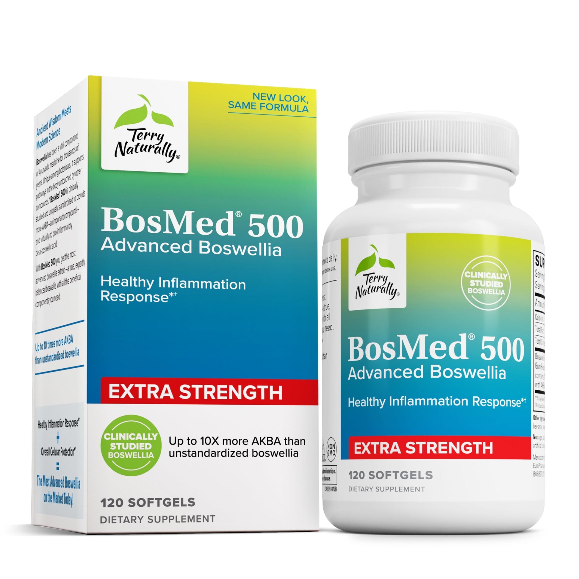 Terry Naturally BosMed 500 Extra Strength - Boswellia Serrata Extract Supplement - Supplement for Healthy Lung Support - Herbal Supplement Formula with High Levels of AKBA - 120 Softgels Terry Naturally Au supplements