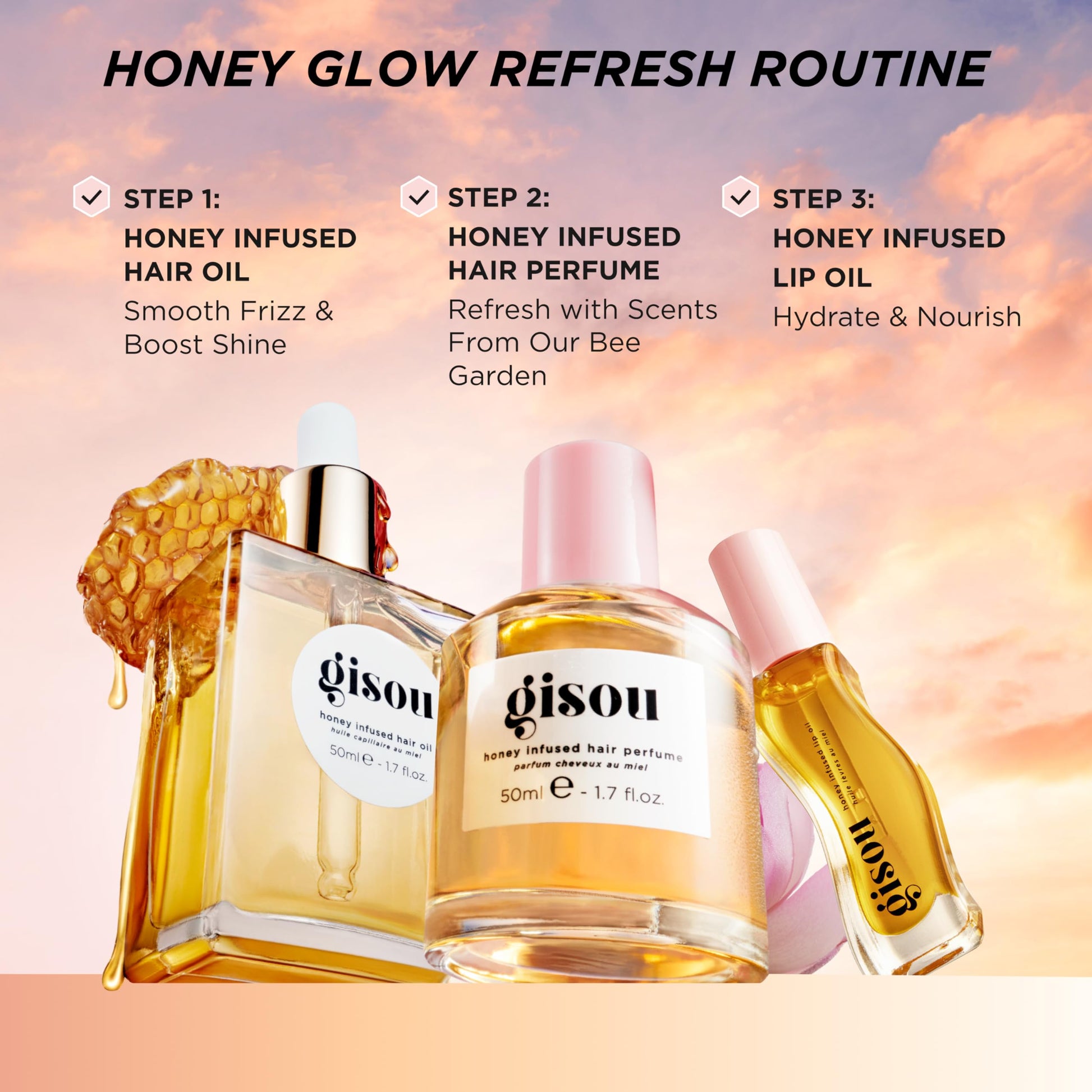 Gisou Honey Infused Hydrating Lip Oil, Nourishing Lip Moisturizer for Dry Lips (Watermelon Sugar) Gisou Au supplements
