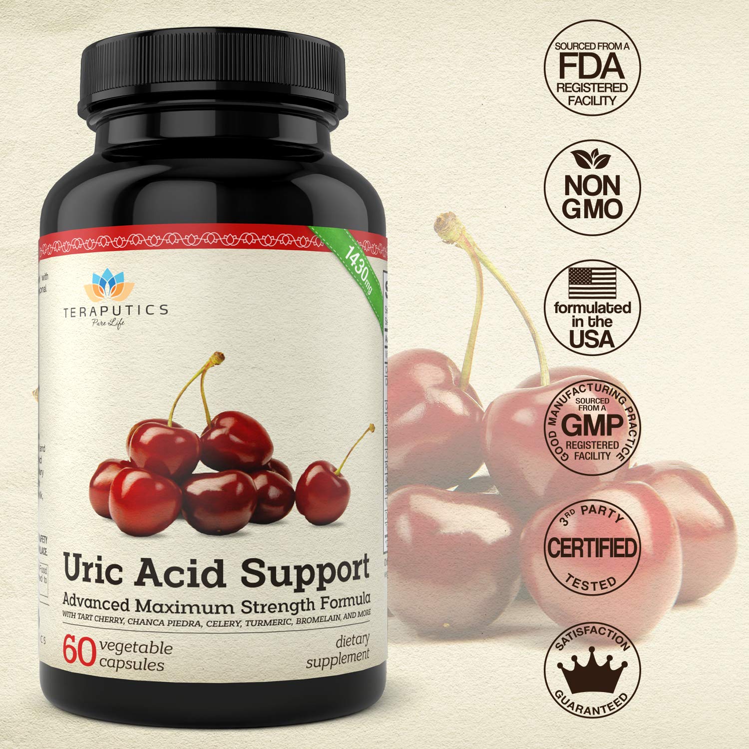 Uric Acid Support Formula | Advanced Uric Acid Cleanse & Kidney Support Supplement - Includes Tart Cherry Concentrate, Celery Seed Extract + 12 More High Potency Ingredients, 60 Veggie Capsules Teraputics Au supplements