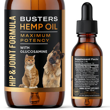Busters Hip and Joint Hemp Oil Formula enriched with Glucosamine, Pain Relief for Dogs and Pets, Arthritis, and Advanced Mobility Support K2xLabs Au supplements