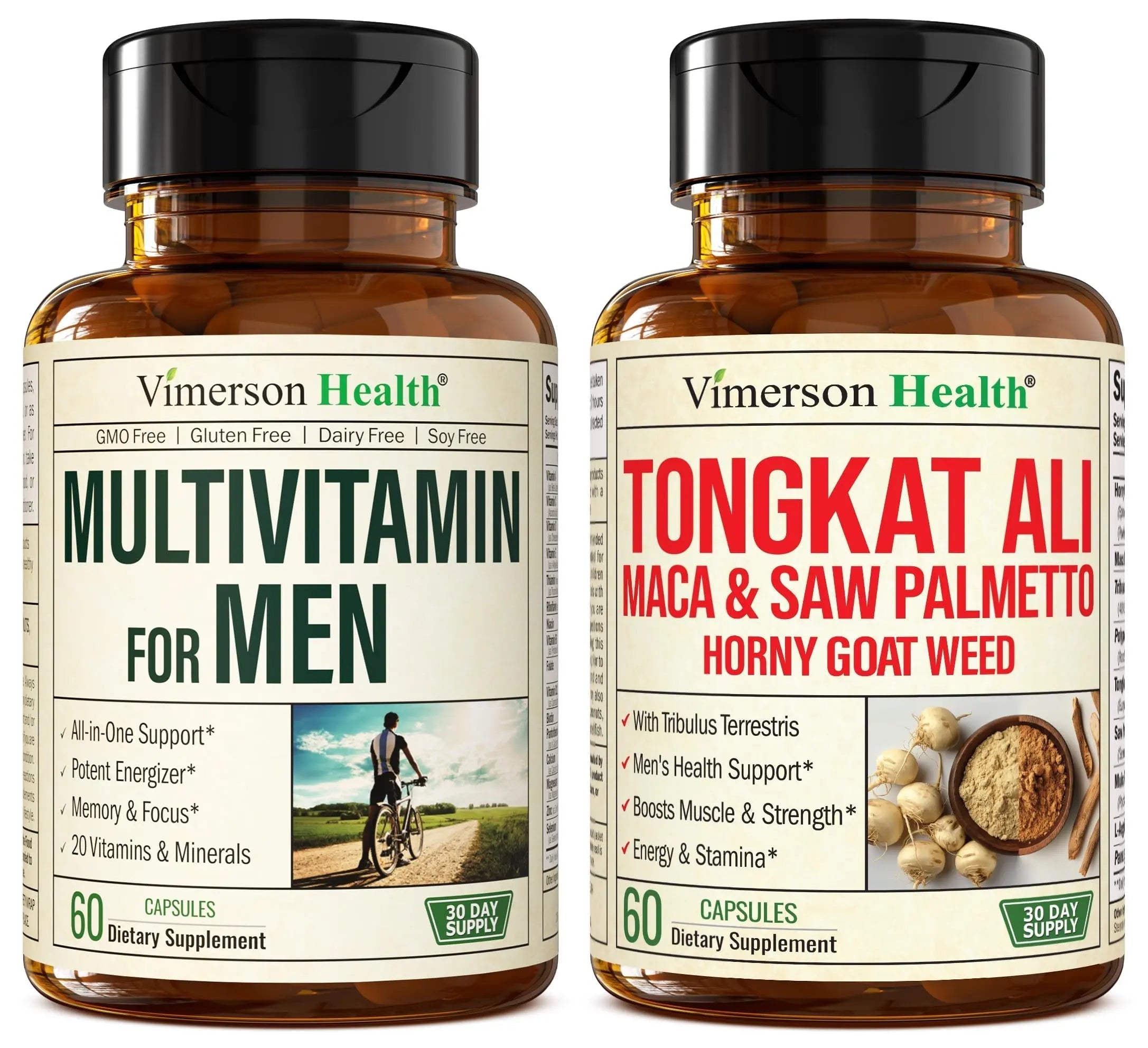 Vimerson Health Multivitamin for Men & Tongkat Ali for Men with Horny Goat Weed, Maca Root Powder, Tribulus Terrestris, Saw Palmetto Extract Vimerson Health Au supplements