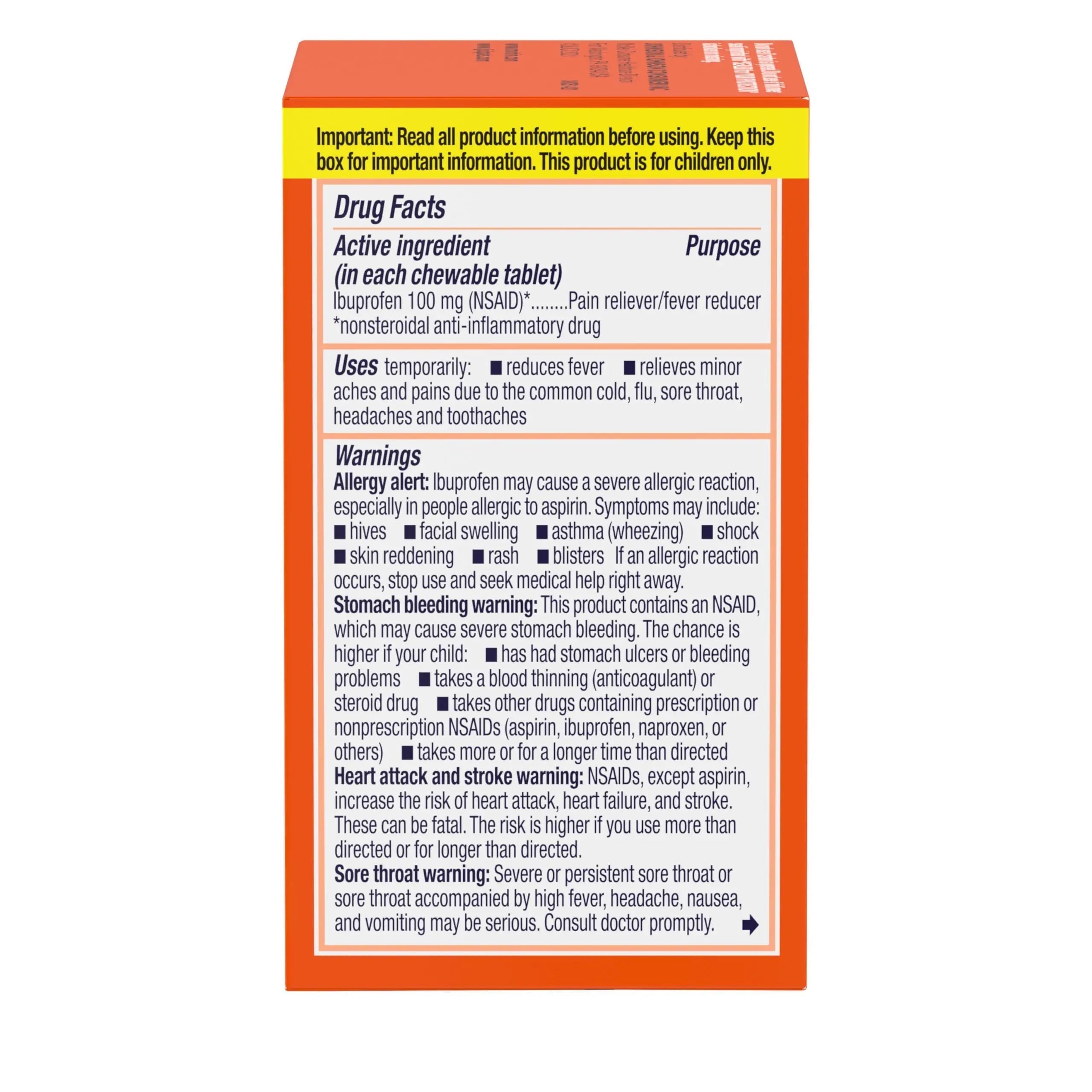 Motrin Children's Dye-Free Chewable Tablets with Ibuprofen, Kids' Fever Reducer & Pain Reliever for Sore Throat, Fever, Toothache & Pain Relief, Grape Flavor, 24 Ct Motrin Au supplements