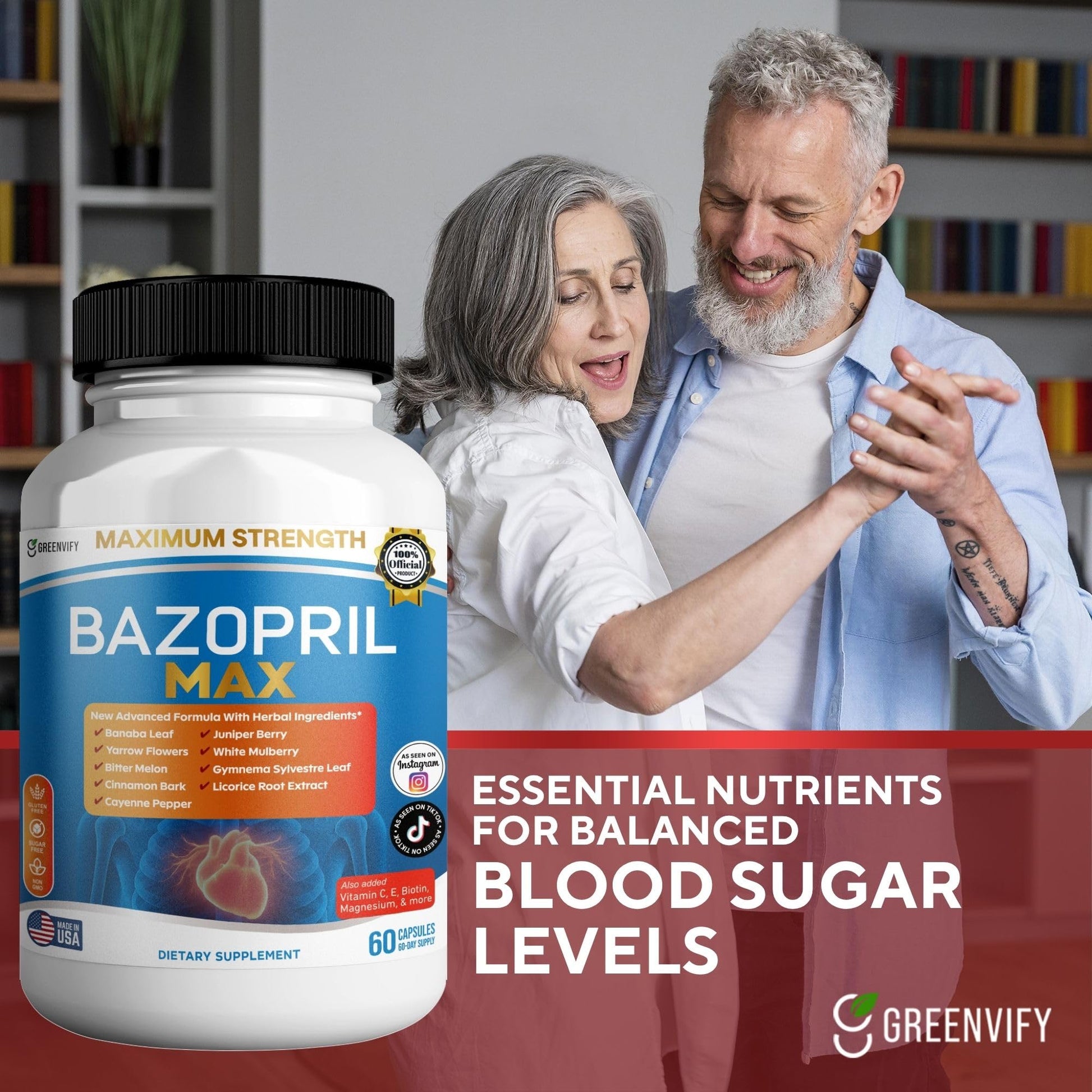 GREENVIFY Bazopril Max Maximum Strength Dietary Supplement, 60 Capsules, with Herbal Blend, Vitamins & Minerals (1) GREENVIFY Au supplements