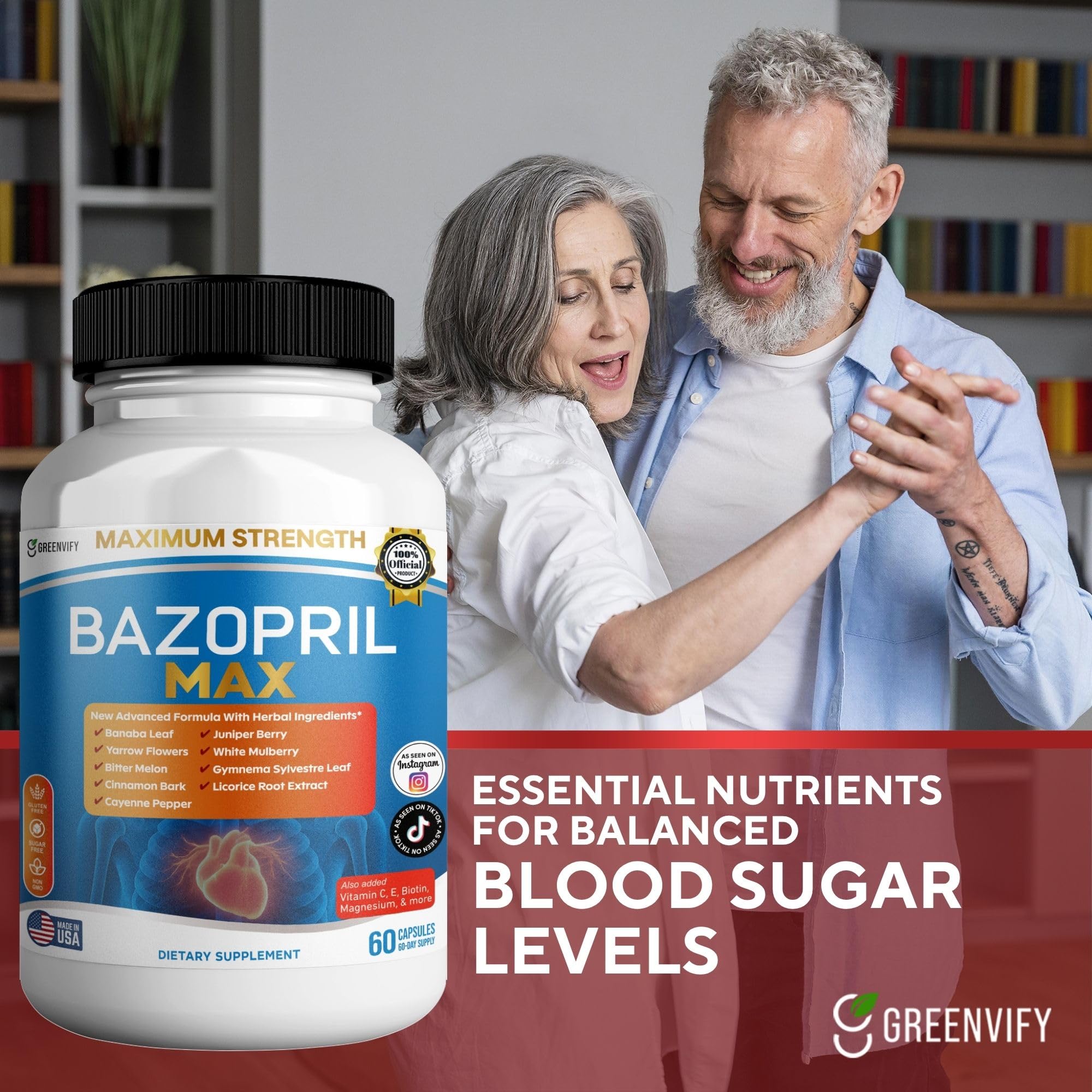 GREENVIFY Bazopril Max Maximum Strength Dietary Supplement, 60 Capsules, with Herbal Blend, Vitamins & Minerals (1) GREENVIFY Au supplements