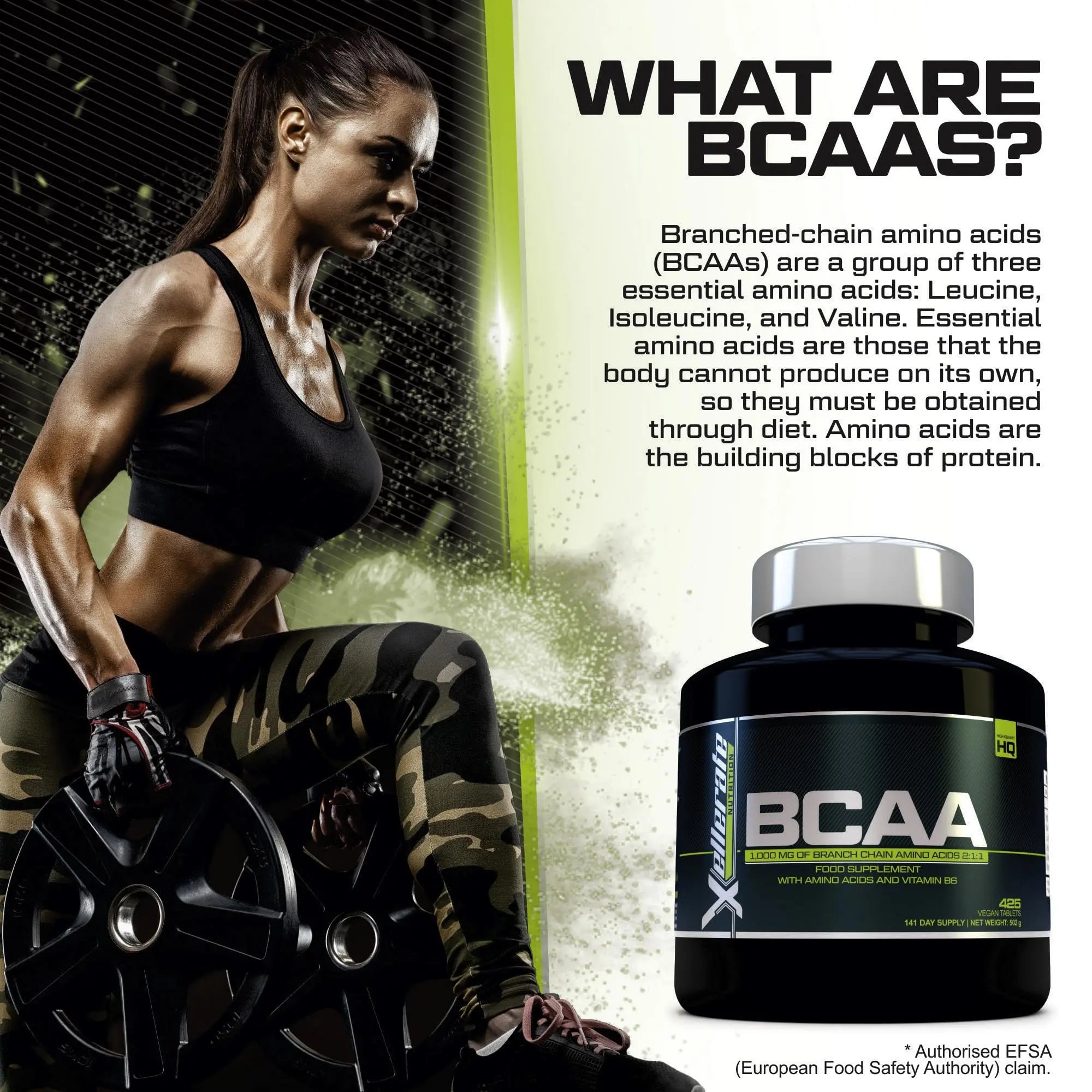 BCAA 1000mg - 425 Vegan Tablets - 3000mg Daily Serving - 141 Day Supply - 2:1:1 BCAAs Xellerate NUTRITION Au supplements