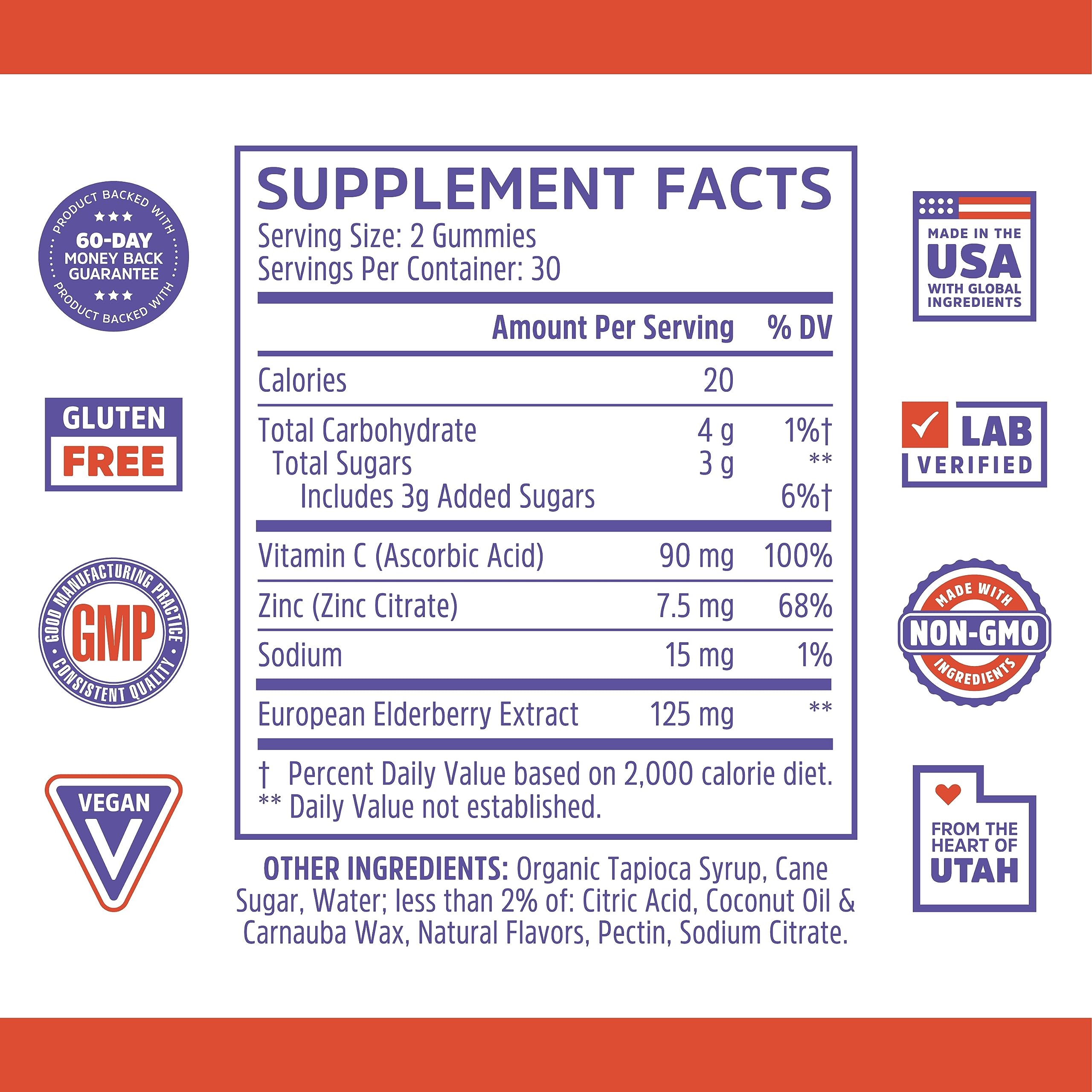 Zhou Nutrition Elder-Mune Sambucus Elderberry Gummies with Zinc and Vitamin C & vH Zhou Nutrition Au supplements