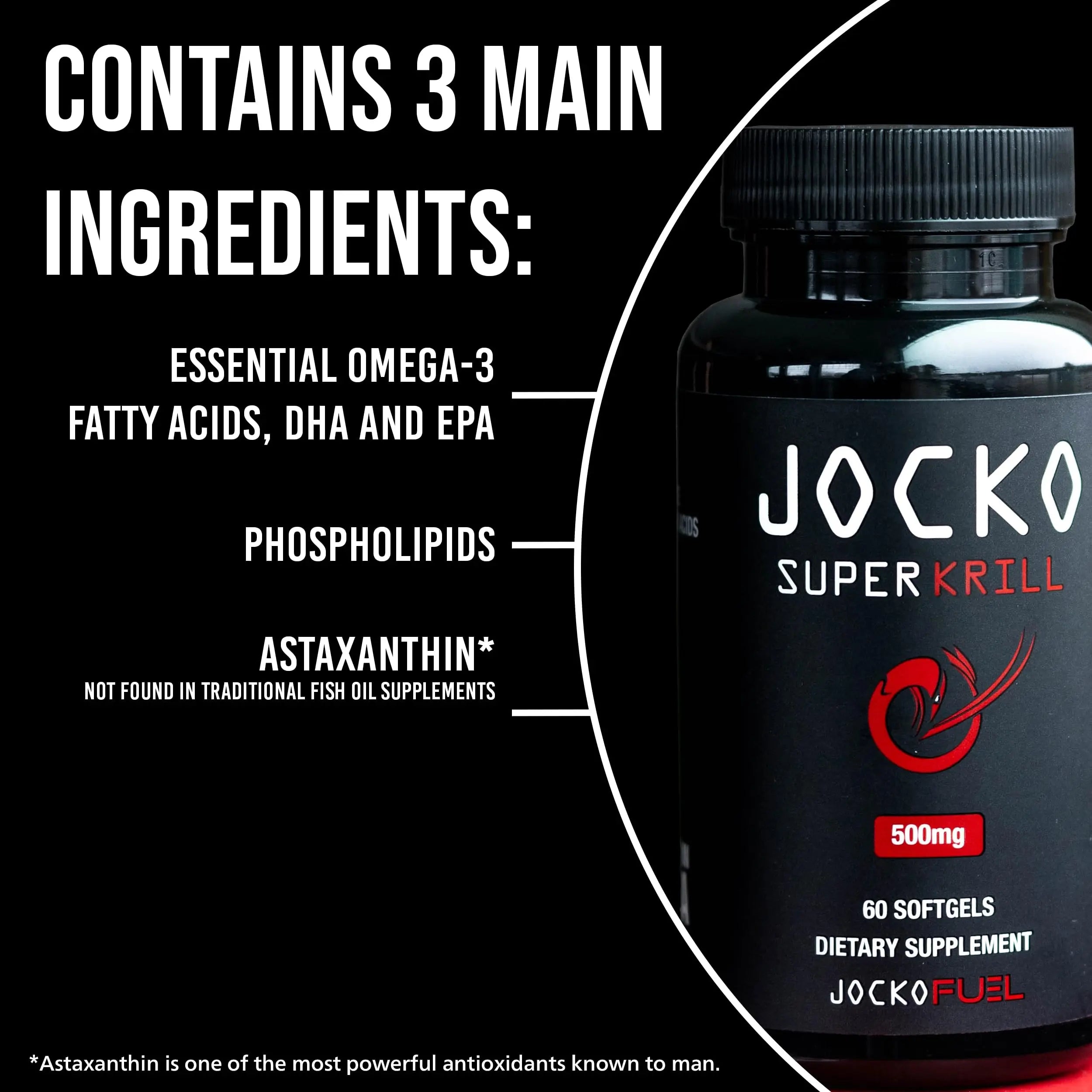 Jocko Fuel Antarctic Krill Oil Omega 3 Fatty Acid Supplements DHA & EPA - 1000mg Softgels - Supports Joints, Mobility Jocko Fuel Au supplements