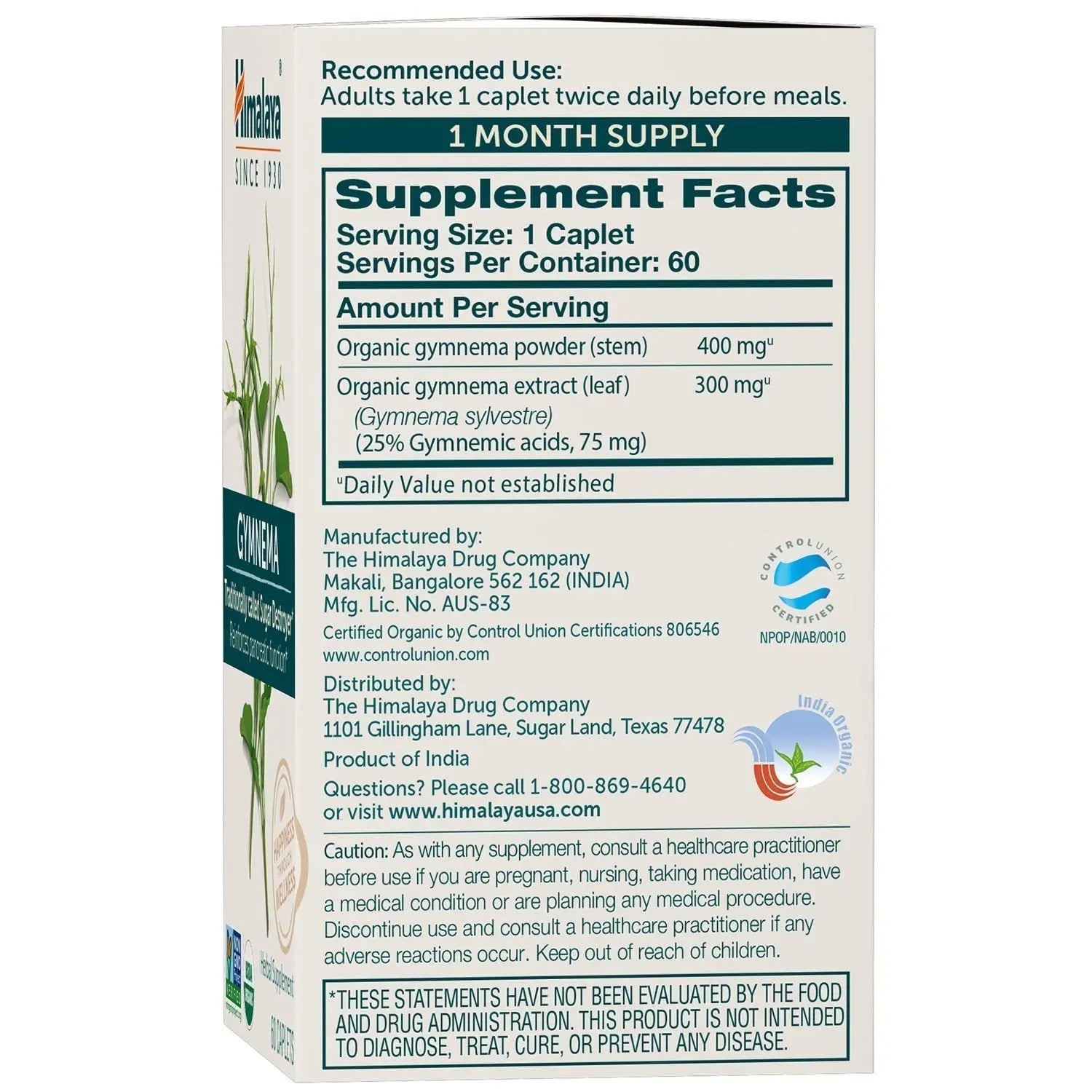 Himalaya Organic Gymnema Herbal Supplement for Weight Management, USDA Certified Himalaya Au supplements