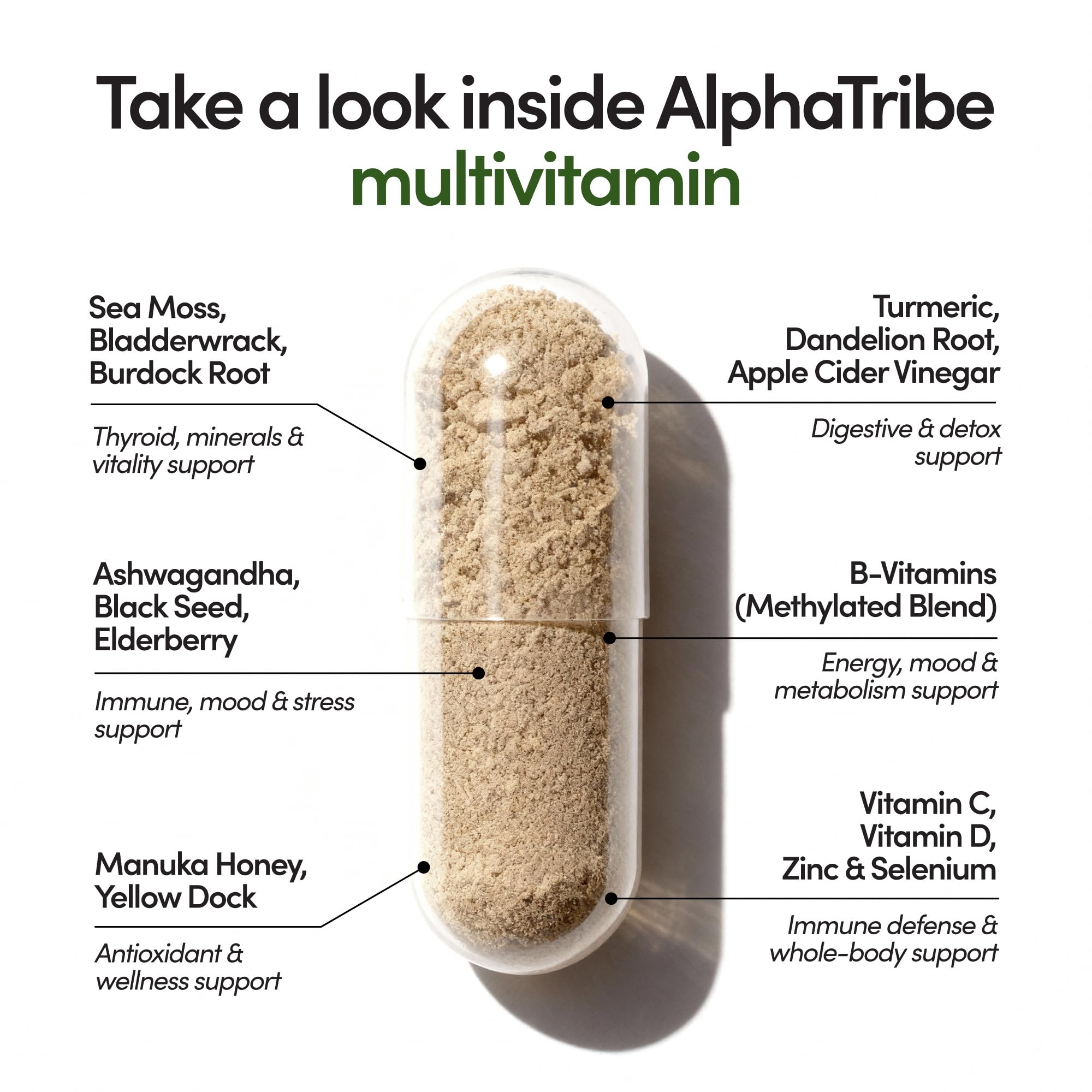 Alpha Tribe Multivitamin for Men with Seamoss Black Seed Oil Ashwagandha Burdock Root, Turmeric Bladderwrack, Vitamin C, Elderberry, Manuka, Yellow Dock | Daily Men's Vitamins and Minerals Supplement Alpha Tribe Au supplements