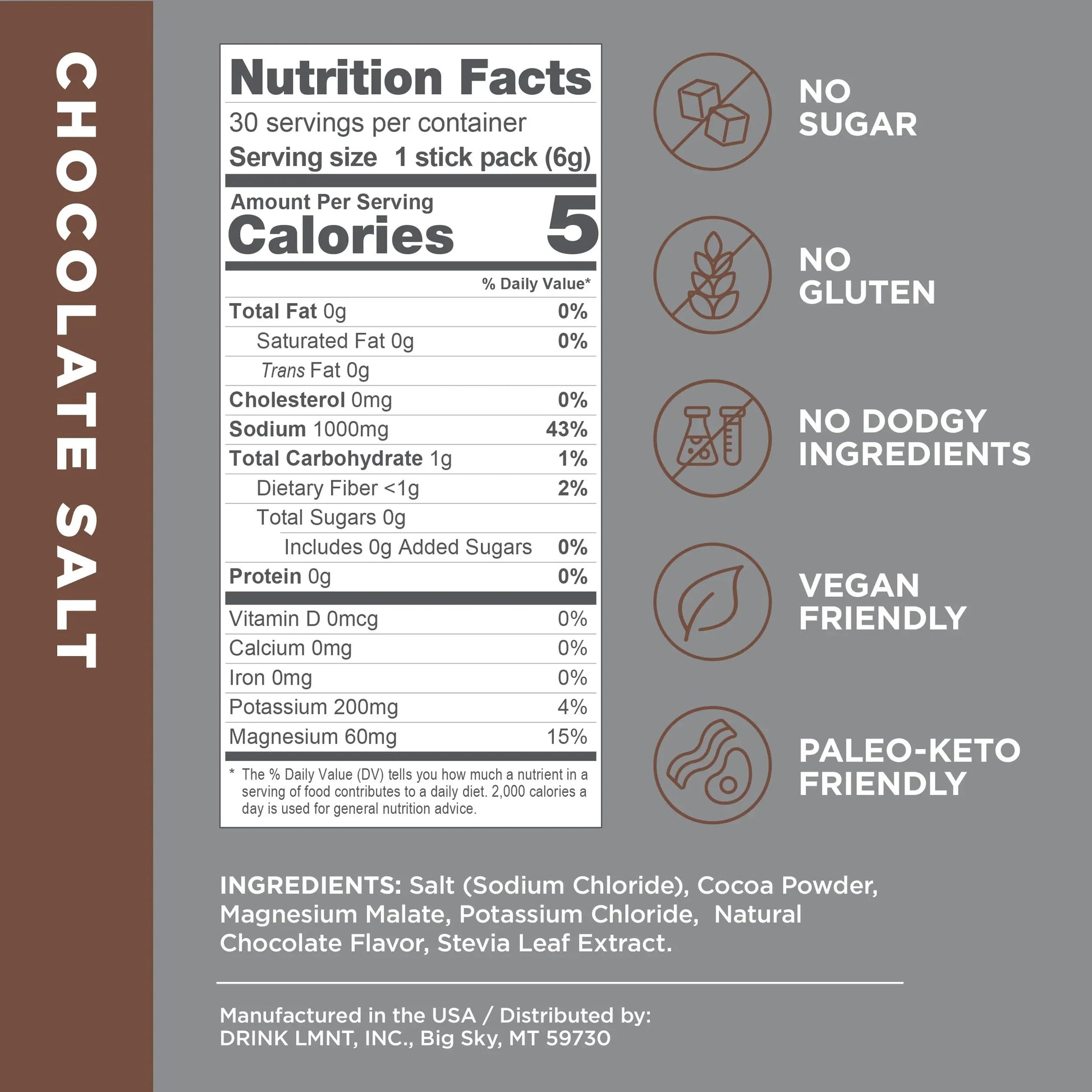 LMNT Zero-Sugar Electrolytes - Hot Chocolate Salt - Hydration Powder Packets Drink LMNT Au supplements
